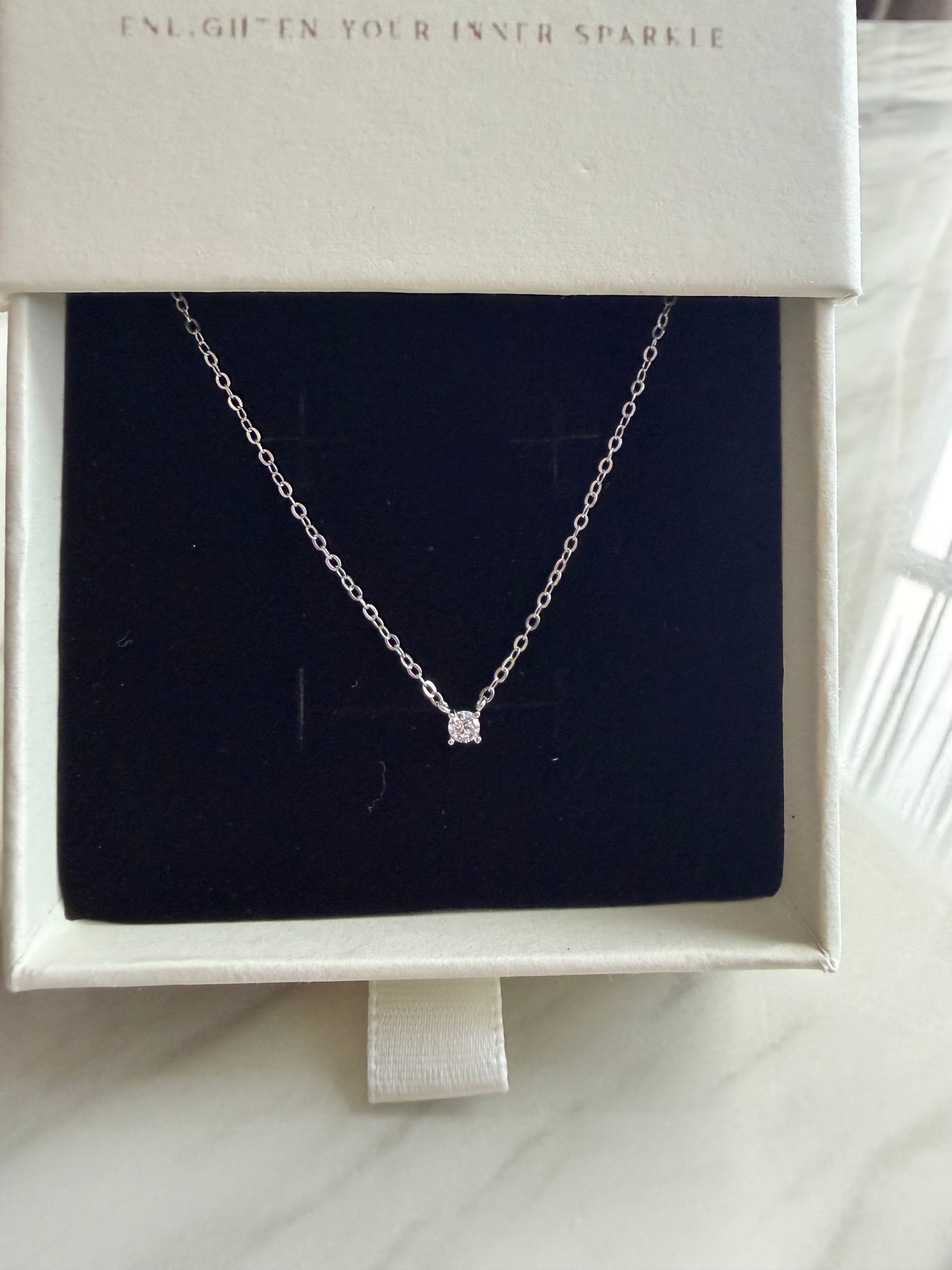 925 Sterling Silver Cubic Zircon Dainty Necklace