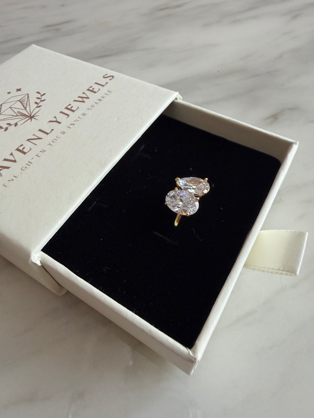 18k Gold Plated 925 Sterling Silver Filled Zircon Drop Ring
