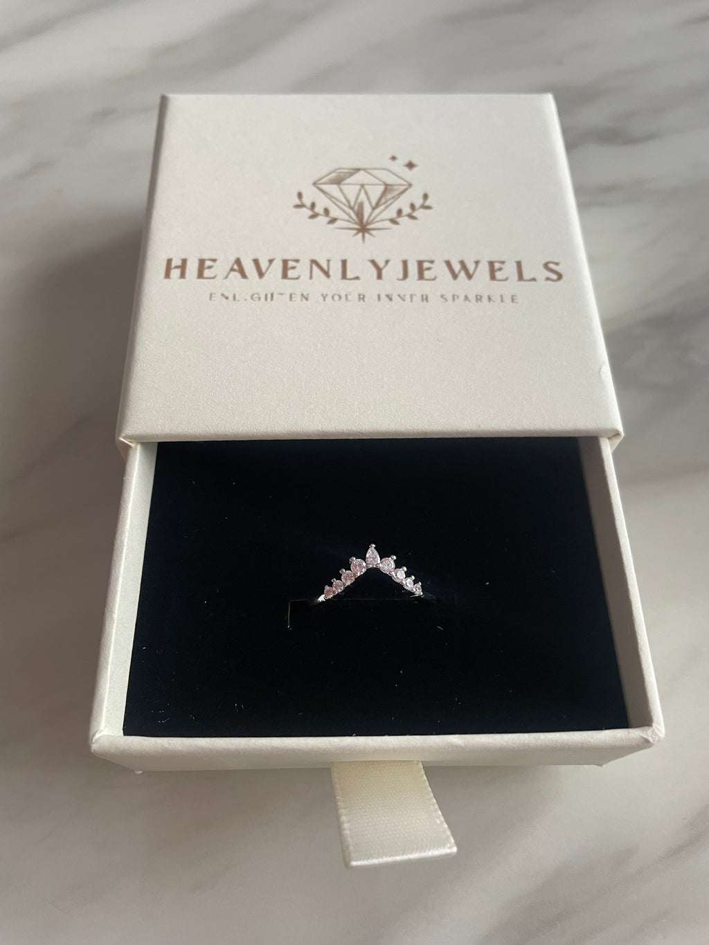 925 Sterling Silver Cubic Zircon Wishbone Ring