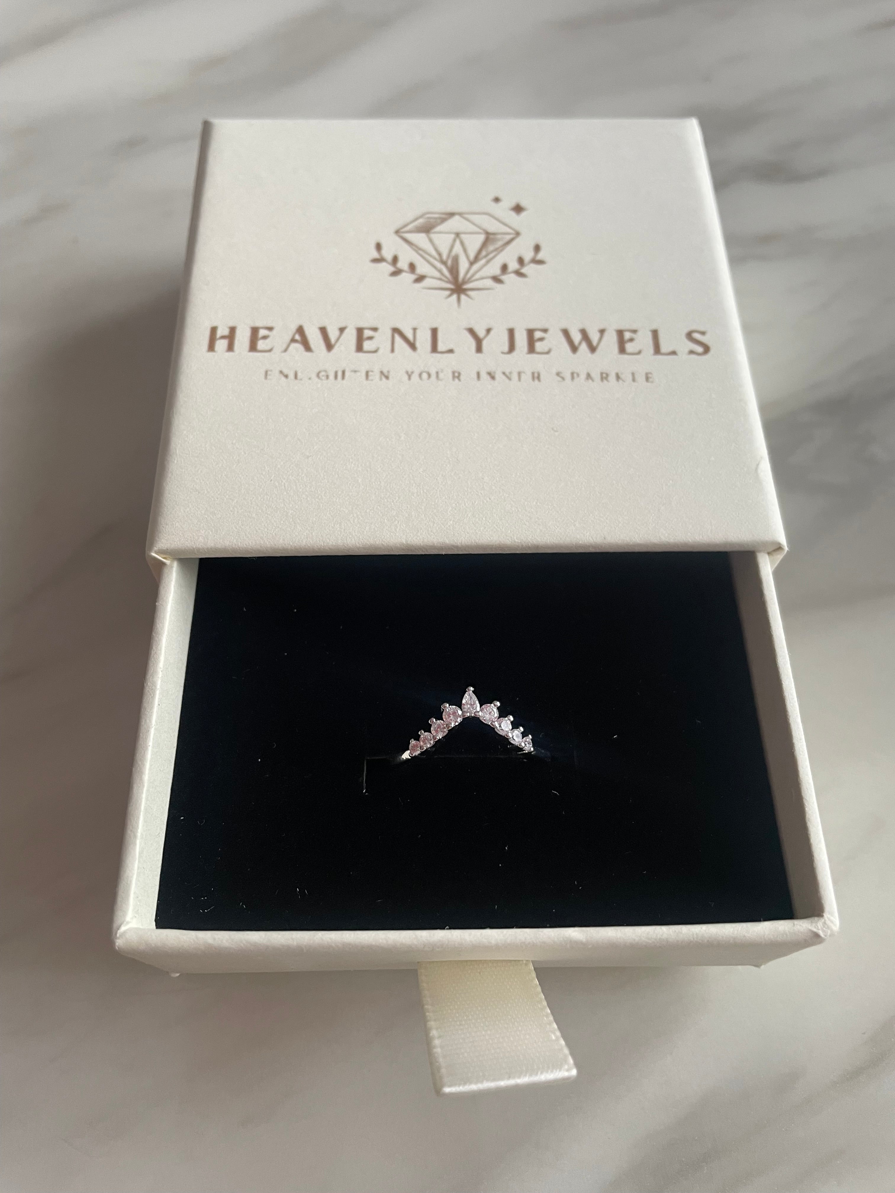925 Sterling Silver Cubic Zircon Wishbone Ring