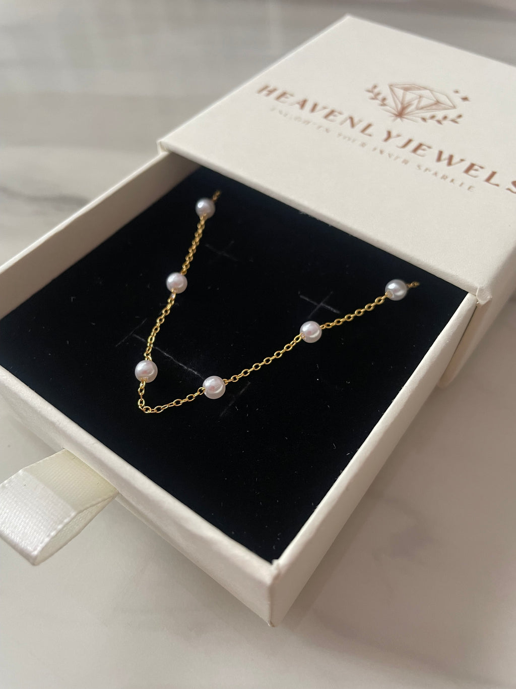 18k Gold Plated 925 Sterling Silver Filled Dainty Thin Pearl Beaded Bracelet