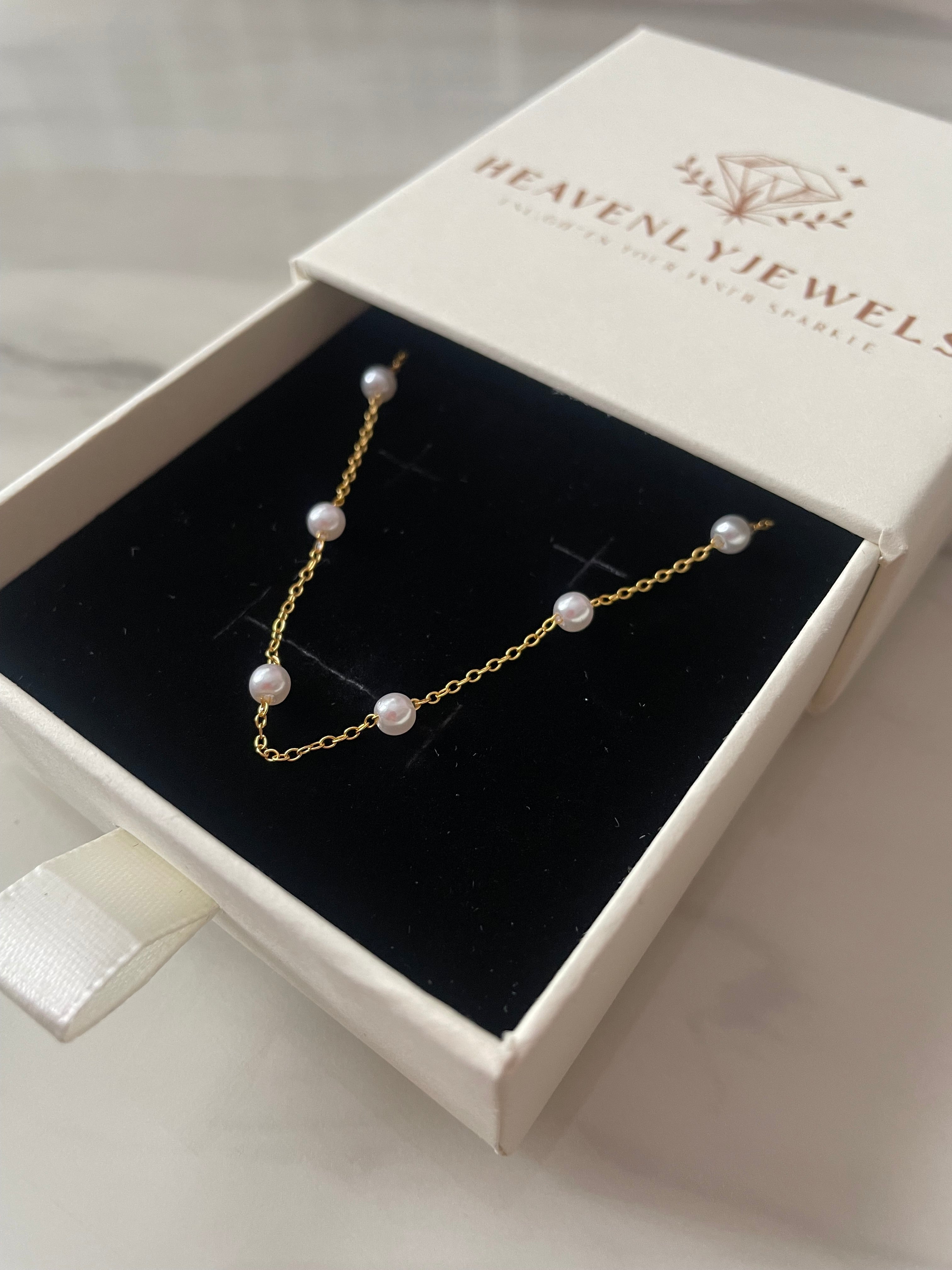 18k Gold Plated 925 Sterling Silver Filled Dainty Thin Pearl Beaded Bracelet