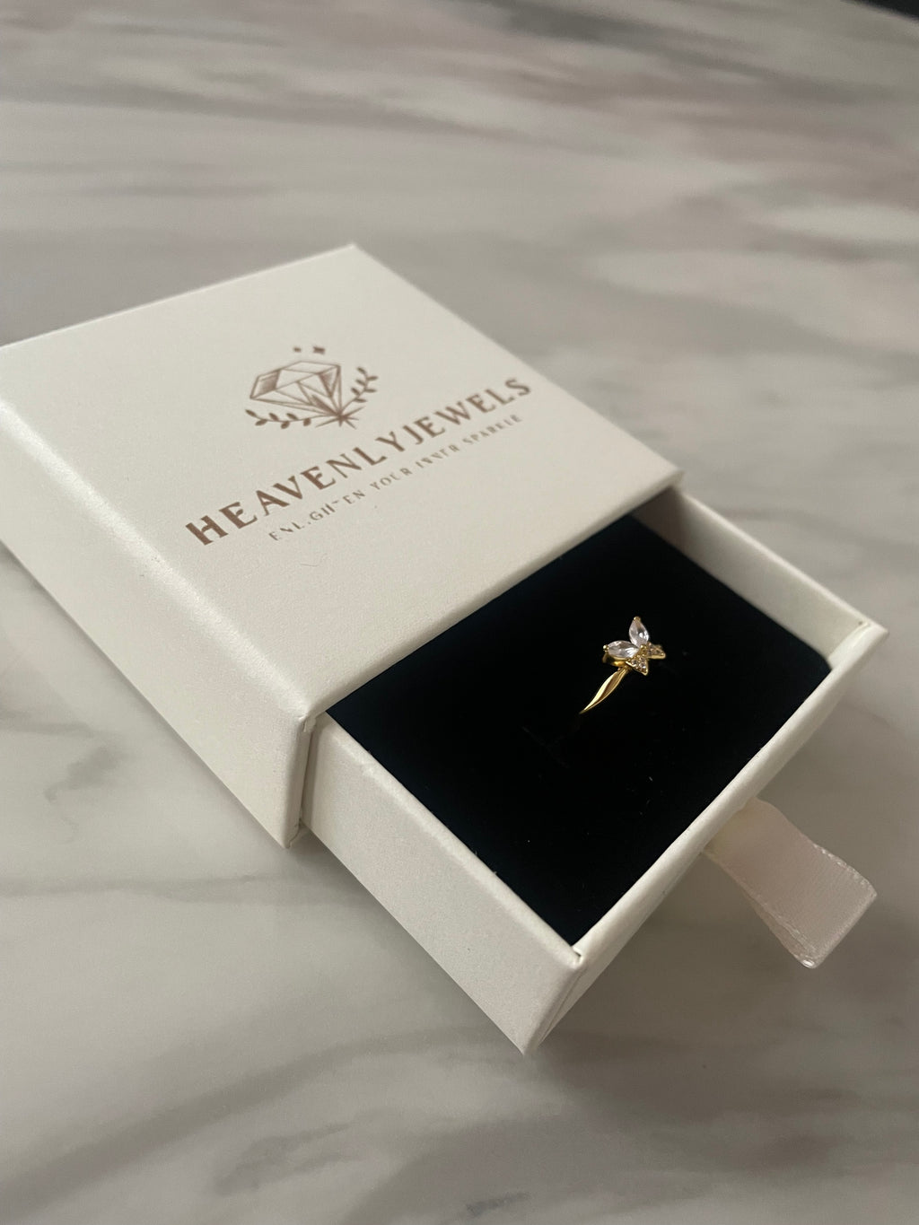 18k Gold Plated Dainty Twisted Butterfly Ring