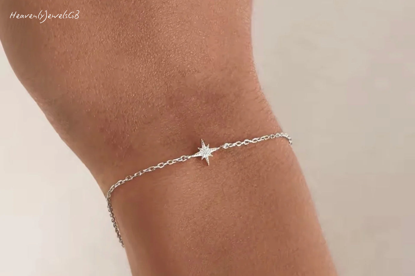 925 Sterling Silver Filled 8 Pointed Star Thin Dainty Bracelet