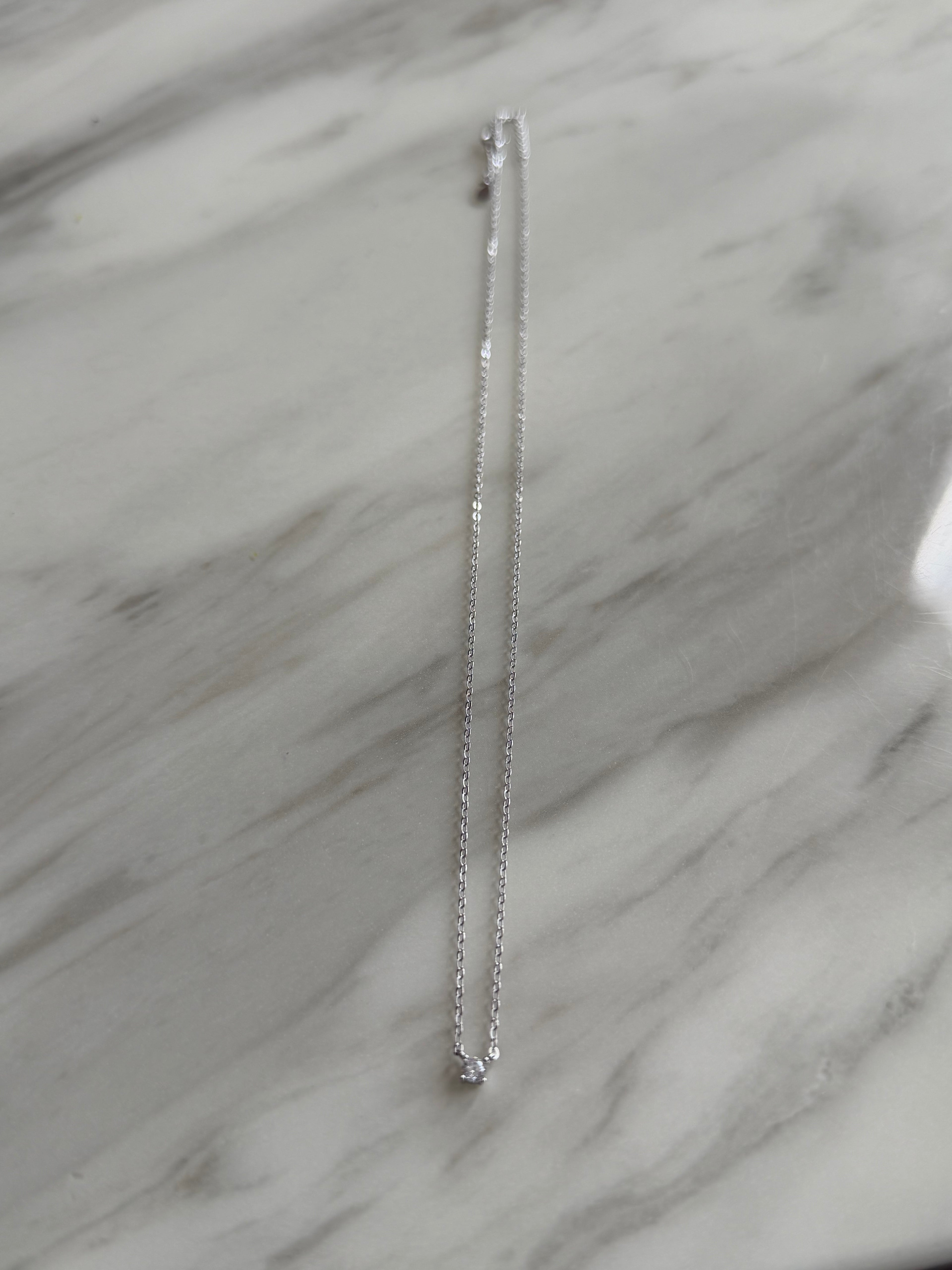 925 Sterling Silver Cubic Zircon Dainty Necklace