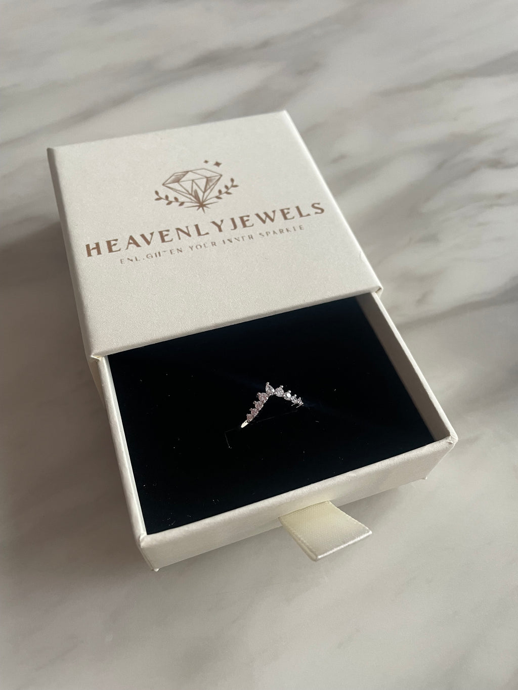 925 Sterling Silver Cubic Zircon Wishbone Ring