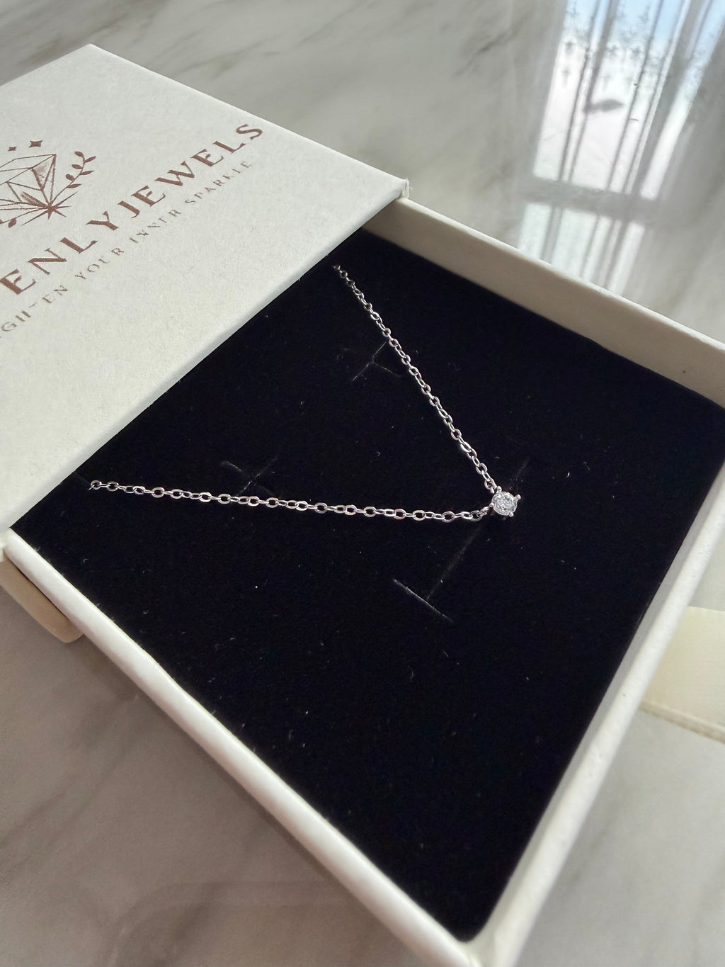 925 Sterling Silver Cubic Zircon Dainty Necklace