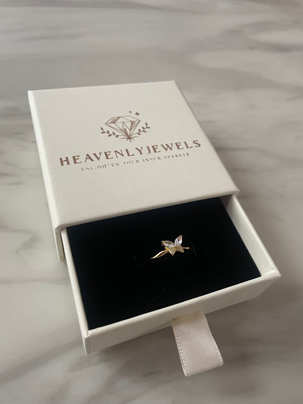 18k Gold Plated Dainty Twisted Butterfly Ring