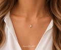 14k Gold Plated Stainless Steel Cubic Zircon  Pendant Dainty Thin Necklace
