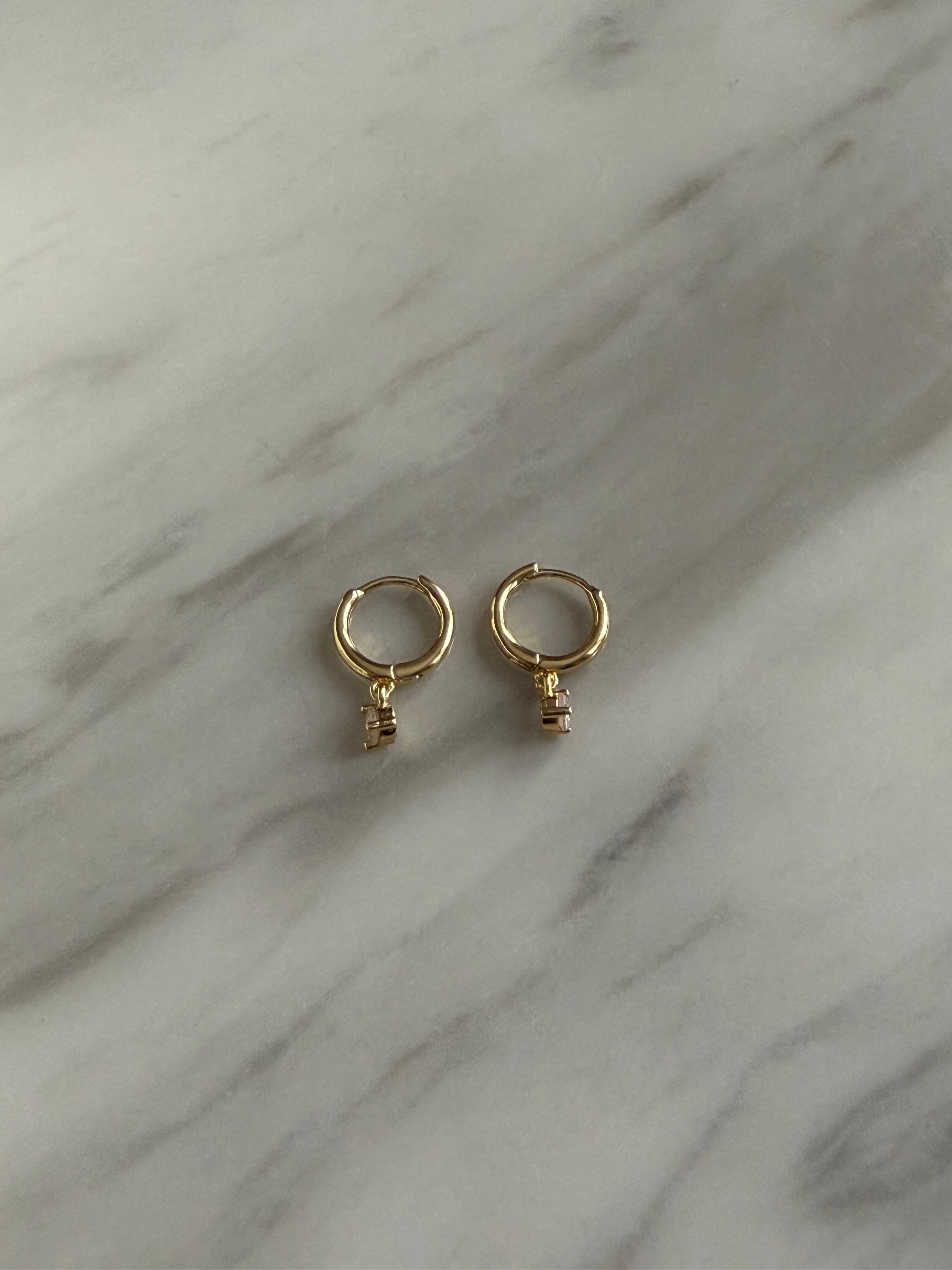 24k CG Plated 925 Sterling Silver Filled Cubic Zircon Hoops