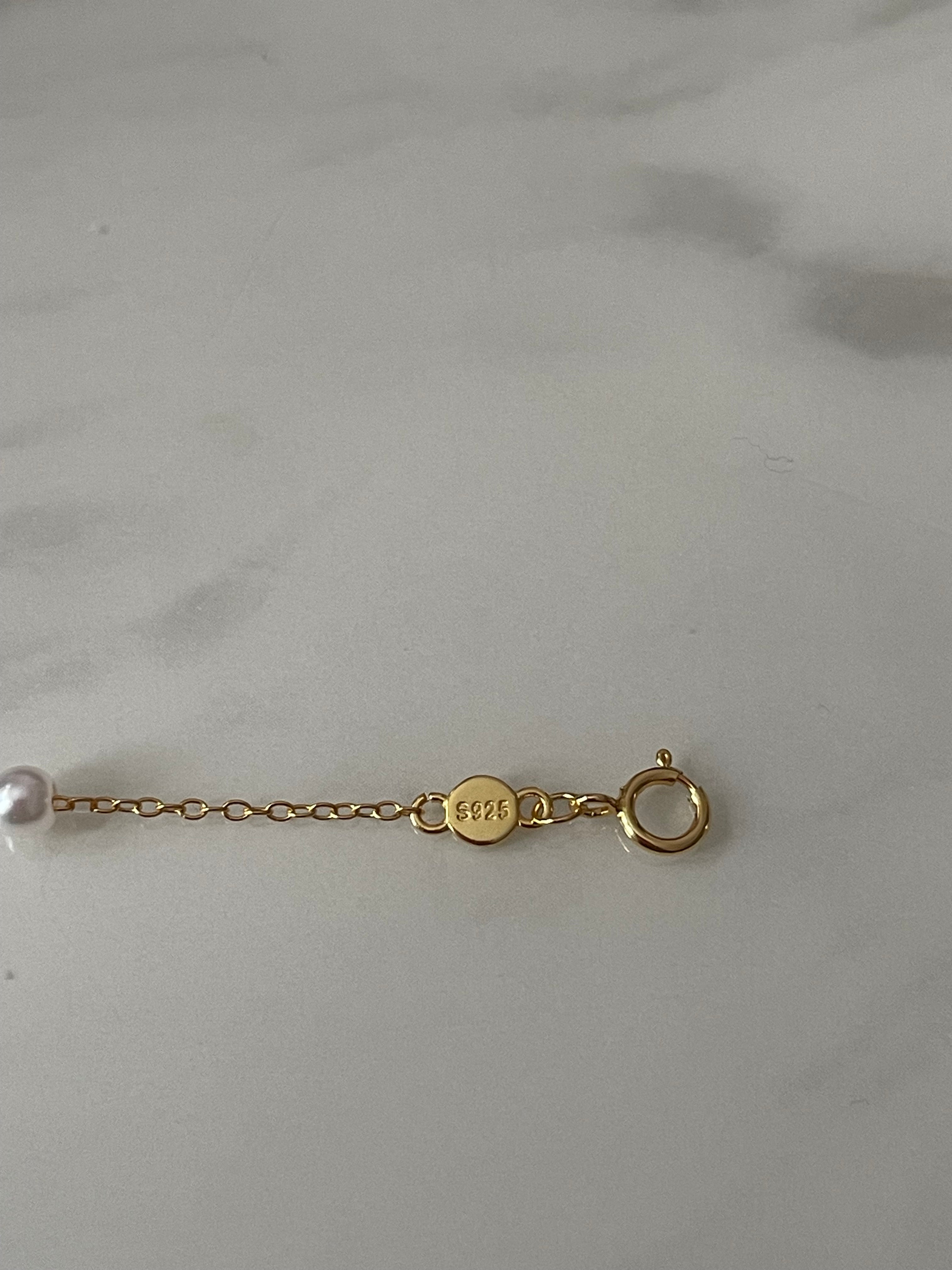 18k Gold Plated 925 Sterling Silver Filled Dainty Thin Pearl Beaded Bracelet