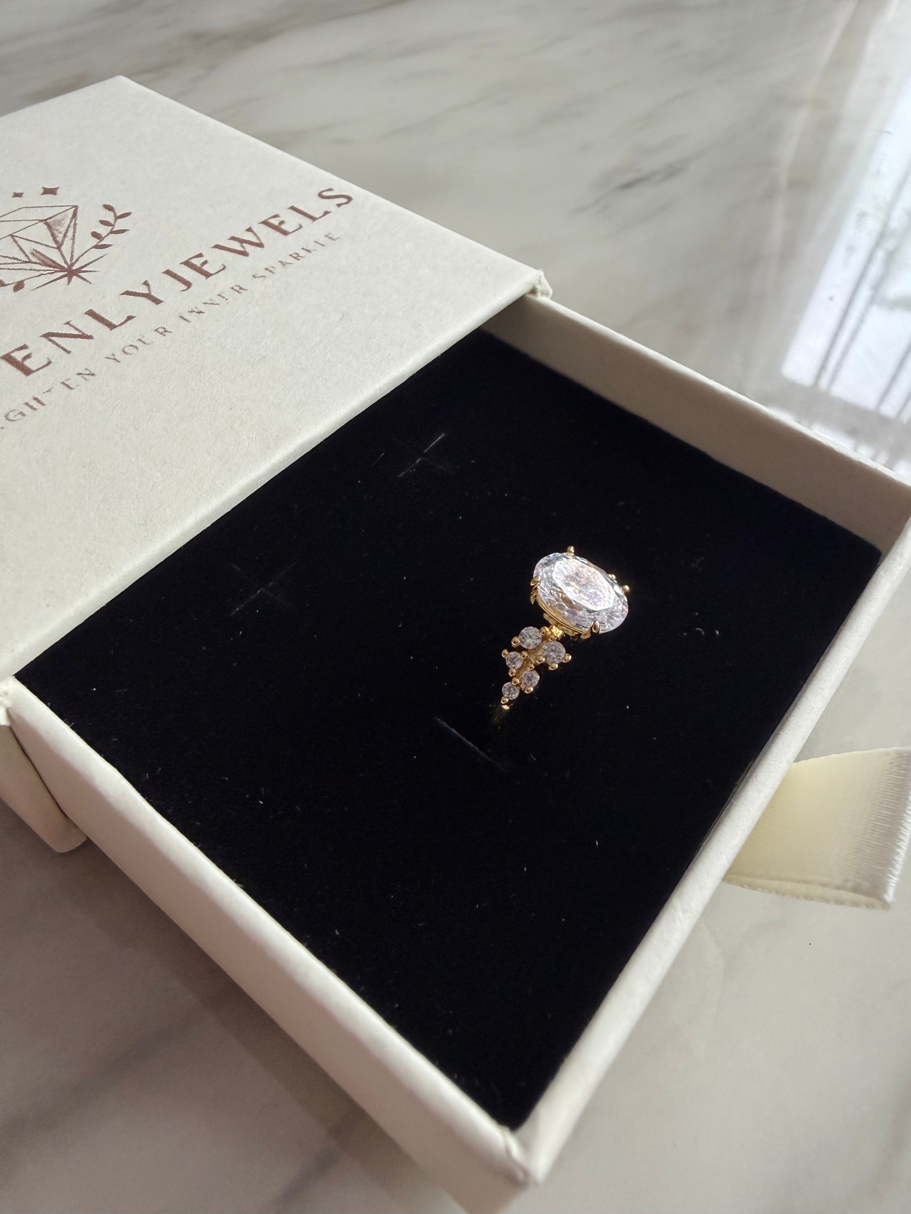 18k Gold Plated 925 Sterling Silver Filled Floral Diamond Ring