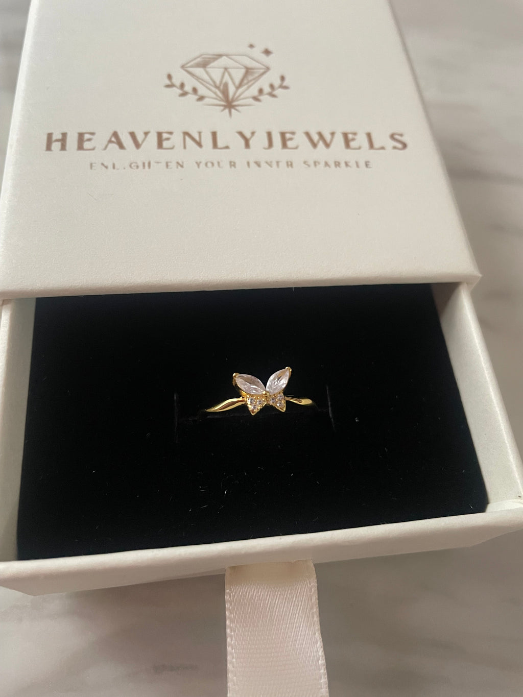 18k Gold Plated Dainty Twisted Butterfly Ring