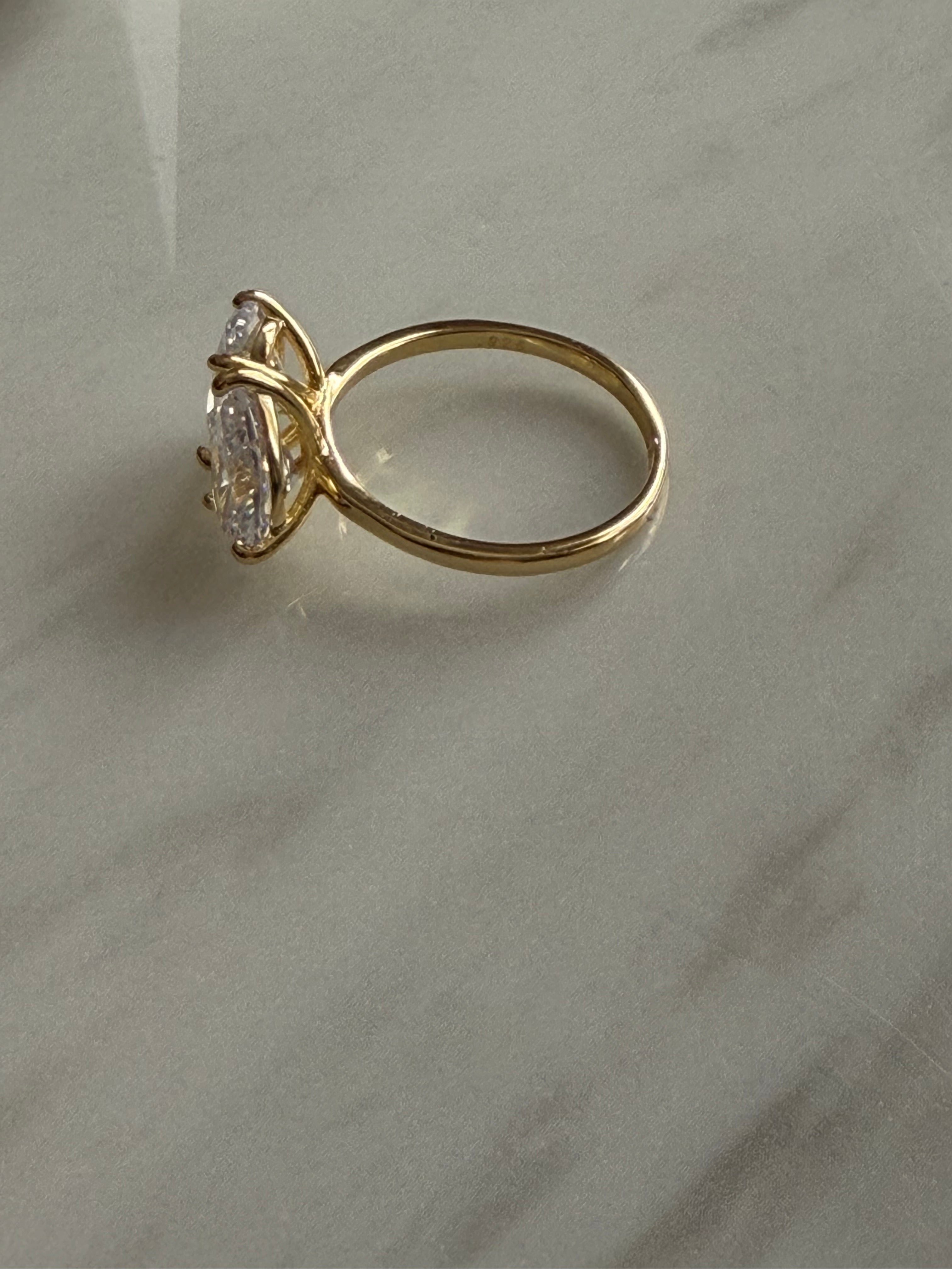18k Gold Plated 925 Sterling Silver Filled Zircon Drop Ring