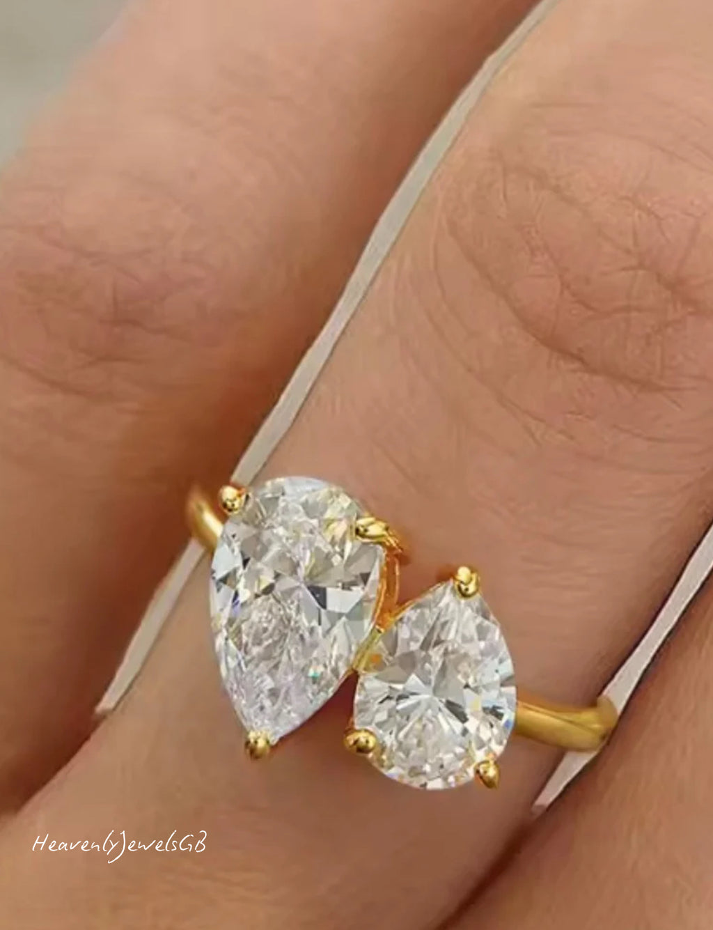 18k Gold Plated 925 Sterling Silver Filled Zircon Drop Ring