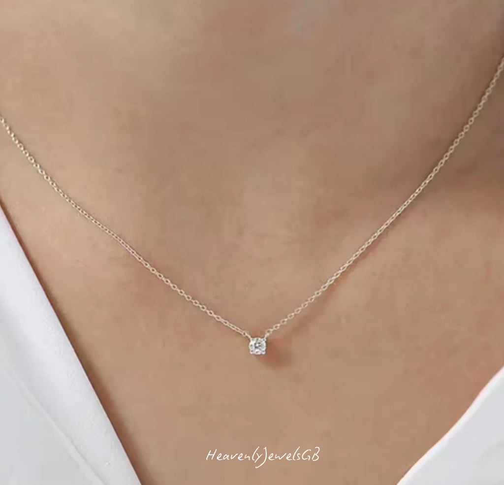 925 Sterling Silver Cubic Zircon Dainty Necklace