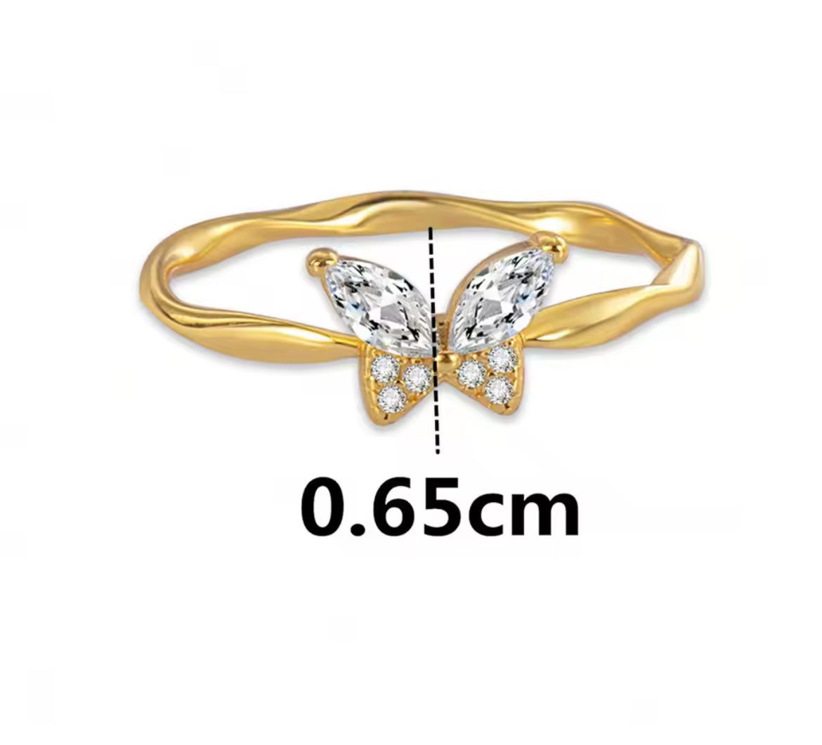 18k Gold Plated Dainty Twisted Butterfly Ring