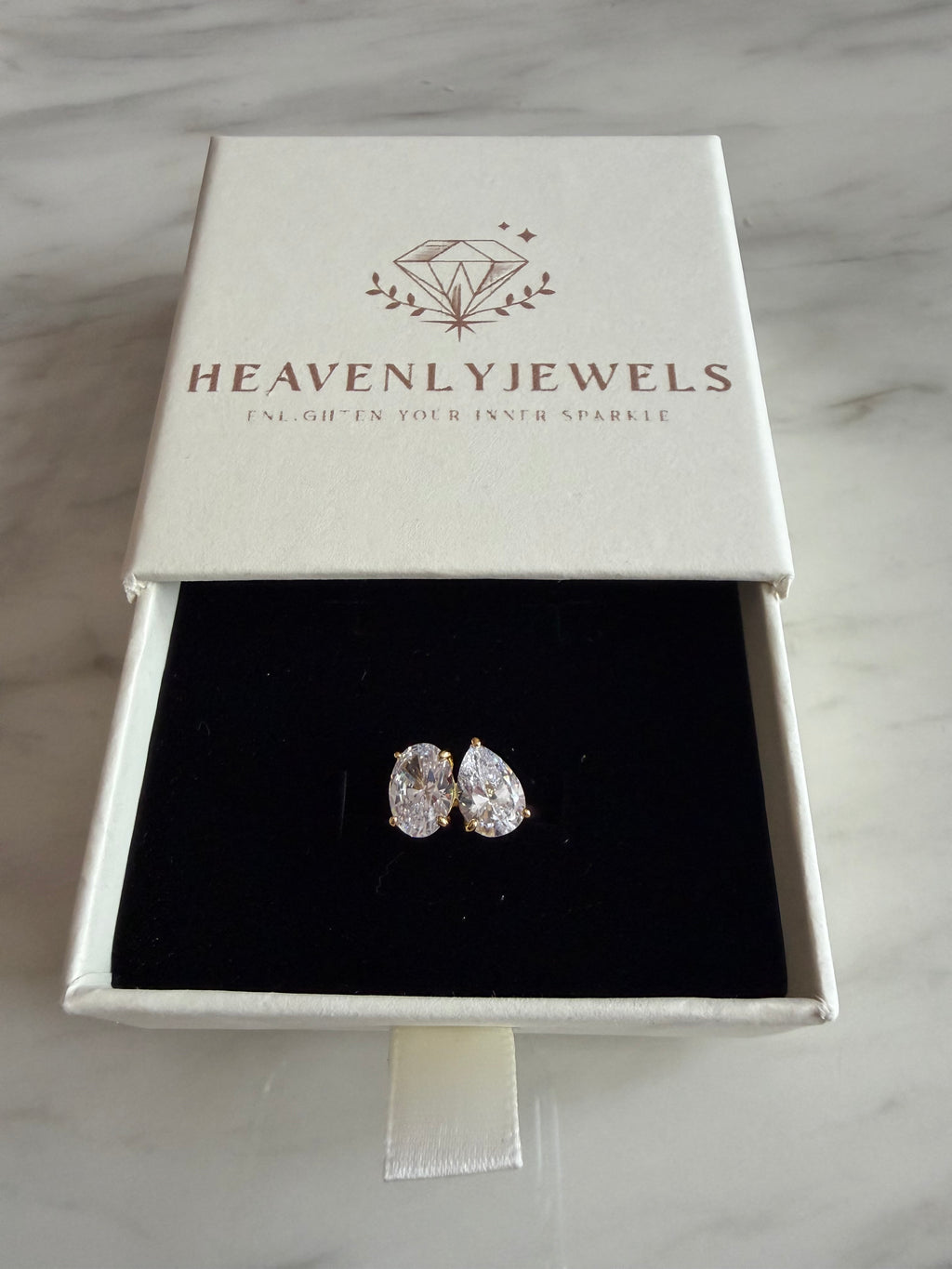 18k Gold Plated 925 Sterling Silver Filled Zircon Drop Ring