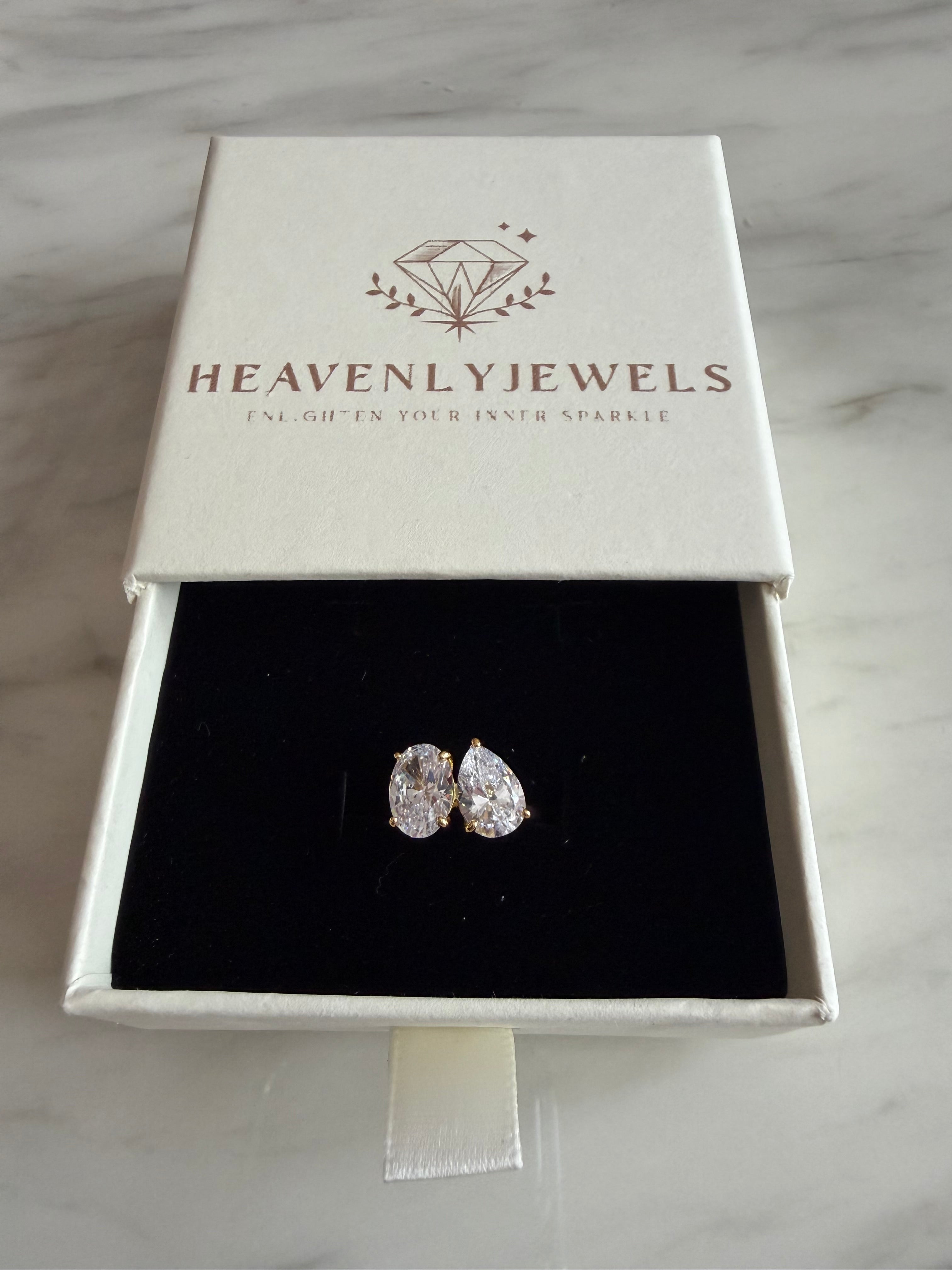 18k Gold Plated 925 Sterling Silver Filled Zircon Drop Ring