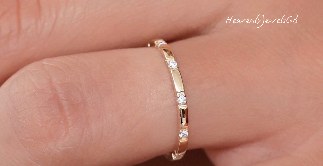 18k Gold Plated 925 Sterling Silver Filled Cubic Zircona Dainty Thin Ring