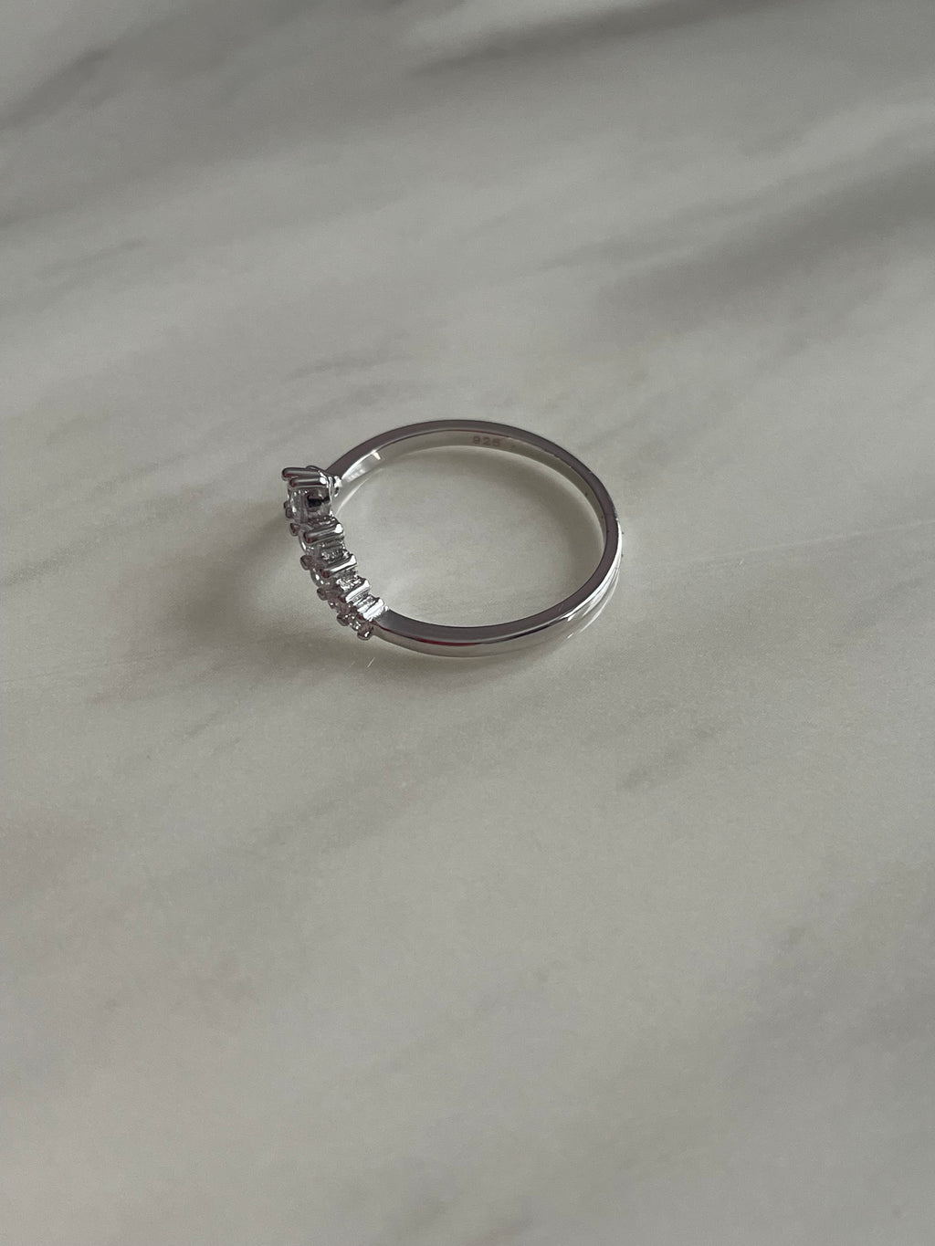 925 Sterling Silver Cubic Zircon Wishbone Ring