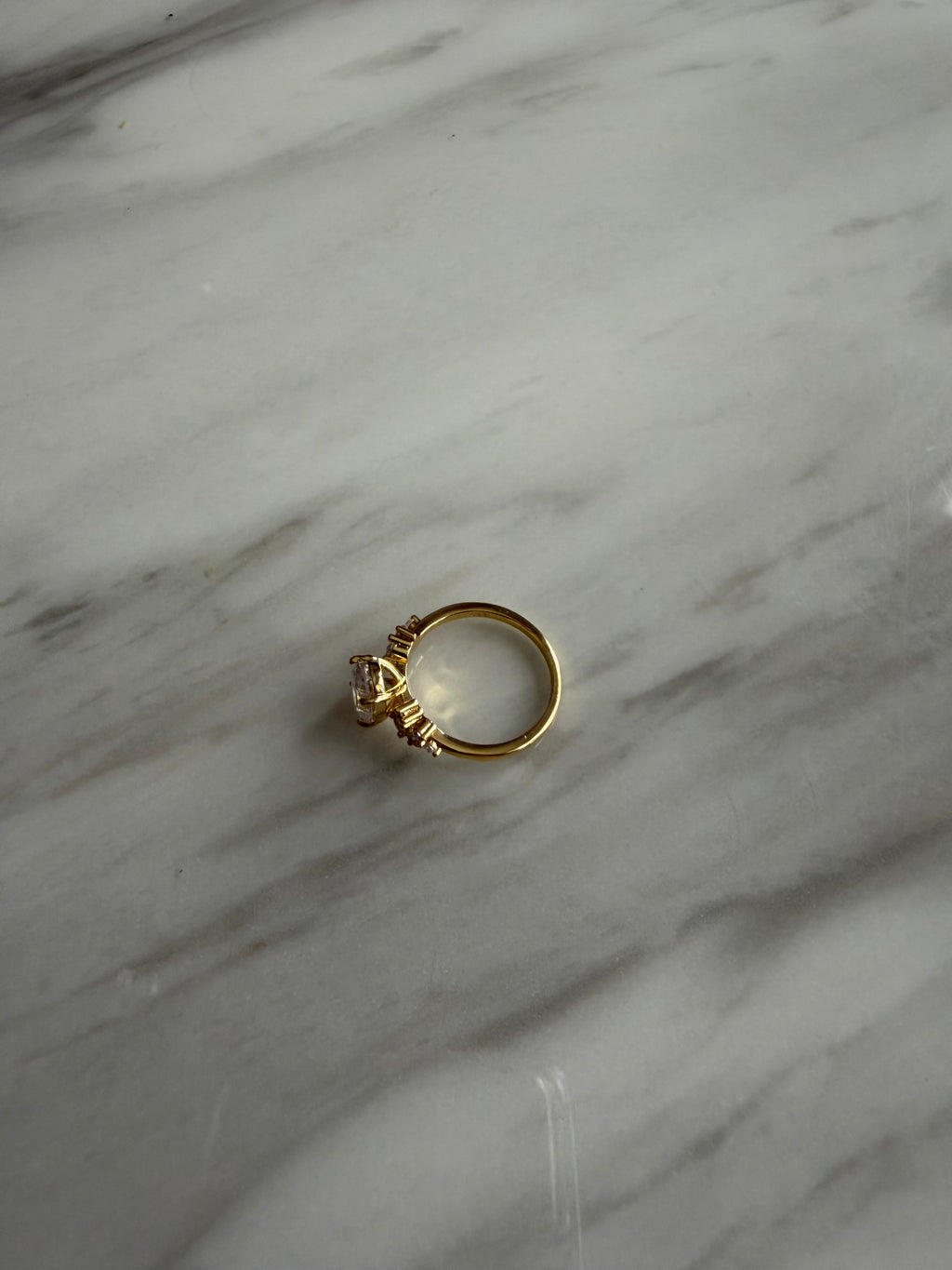 18k Gold Plated 925 Sterling Silver Filled Floral Diamond Ring