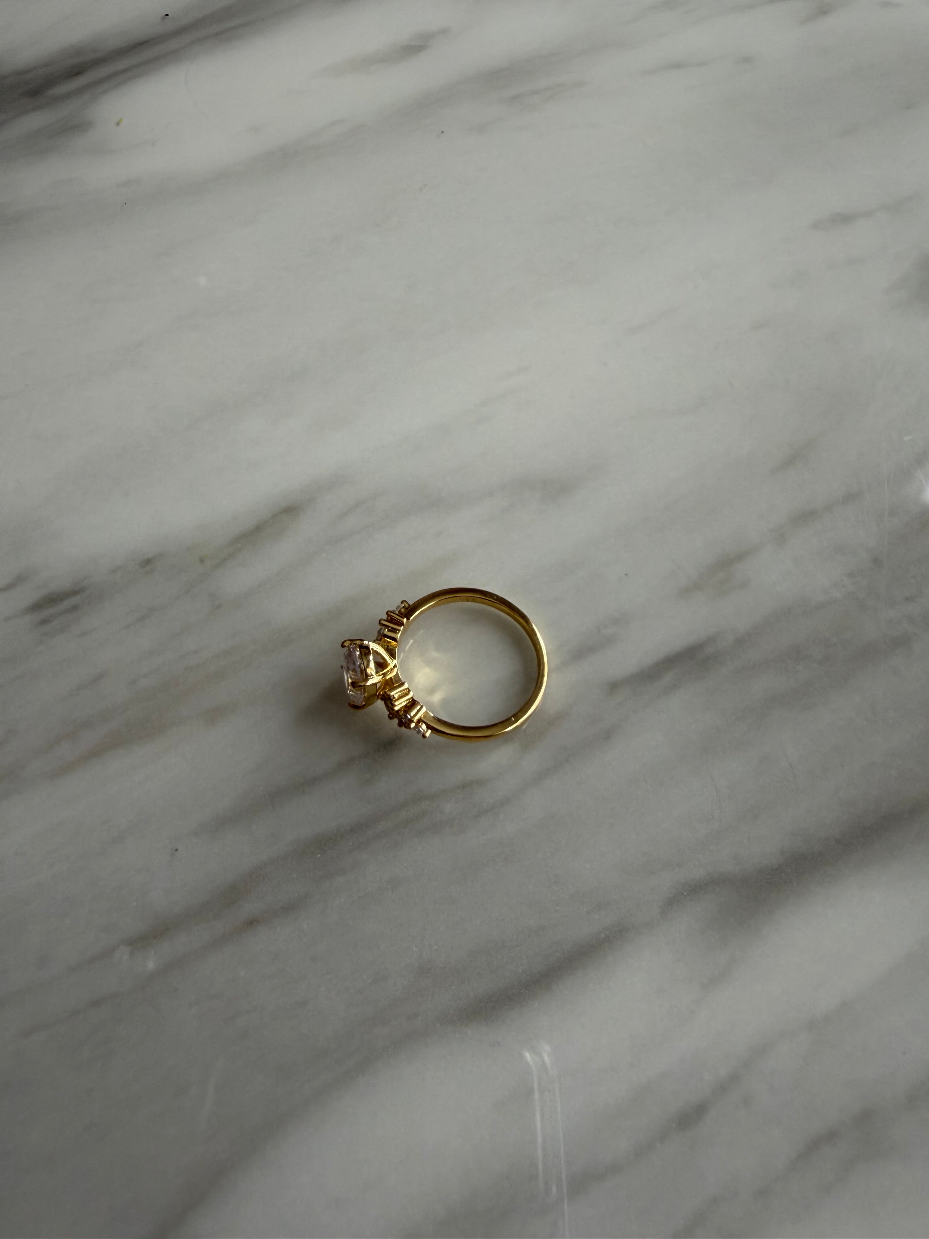 18k Gold Plated 925 Sterling Silver Filled Floral Diamond Ring