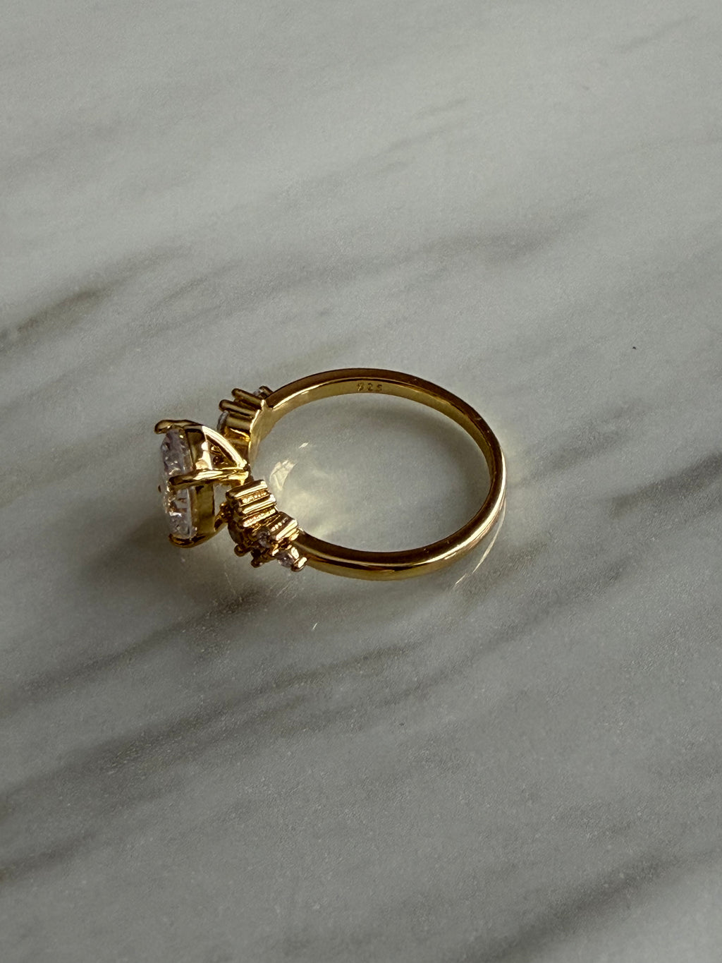 18k Gold Plated 925 Sterling Silver Filled Floral Diamond Ring