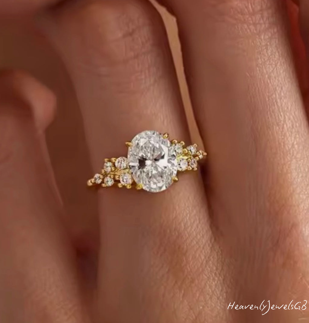18k Gold Plated 925 Sterling Silver Filled Floral Diamond Ring
