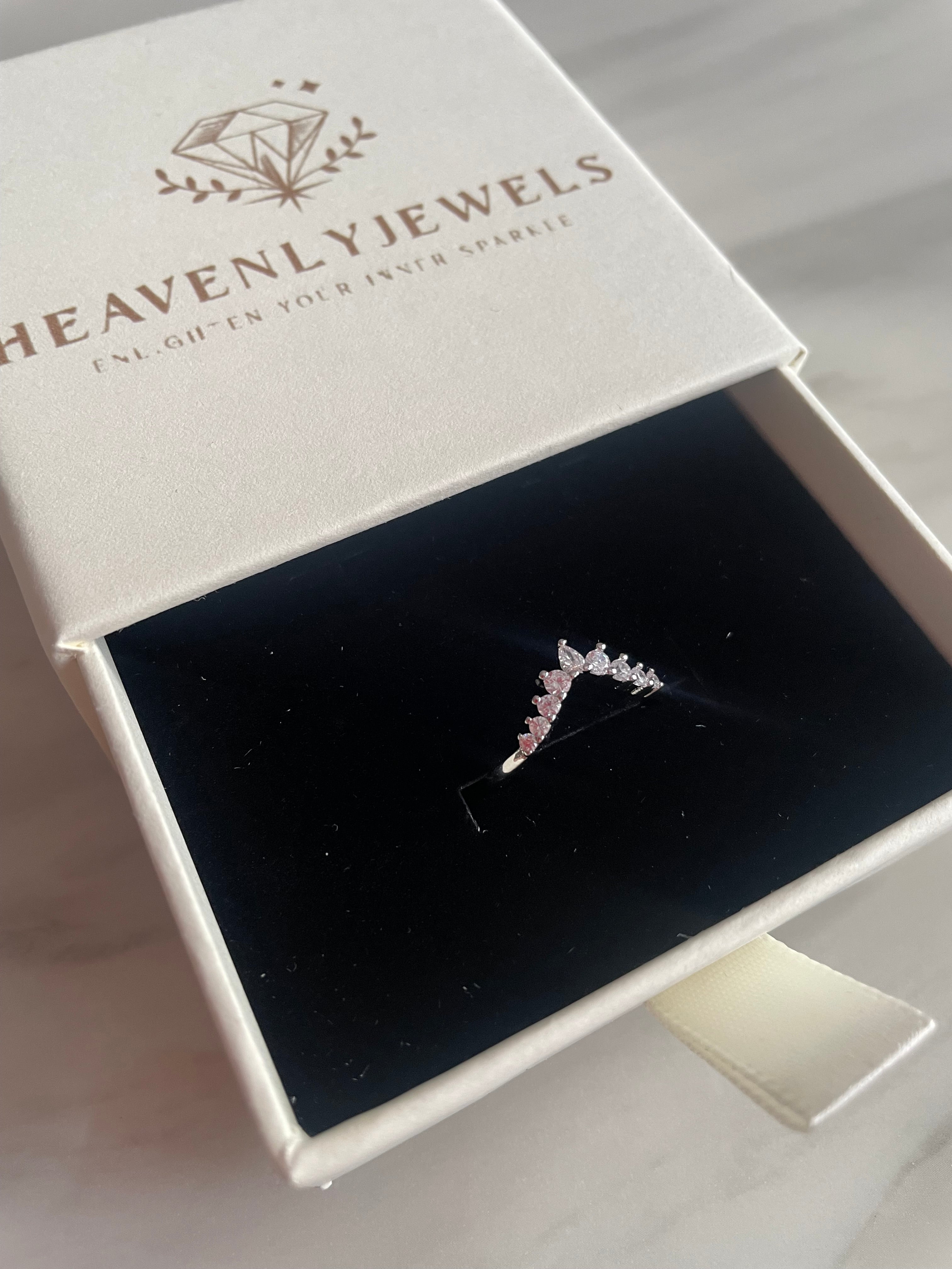 925 Sterling Silver Cubic Zircon Wishbone Ring