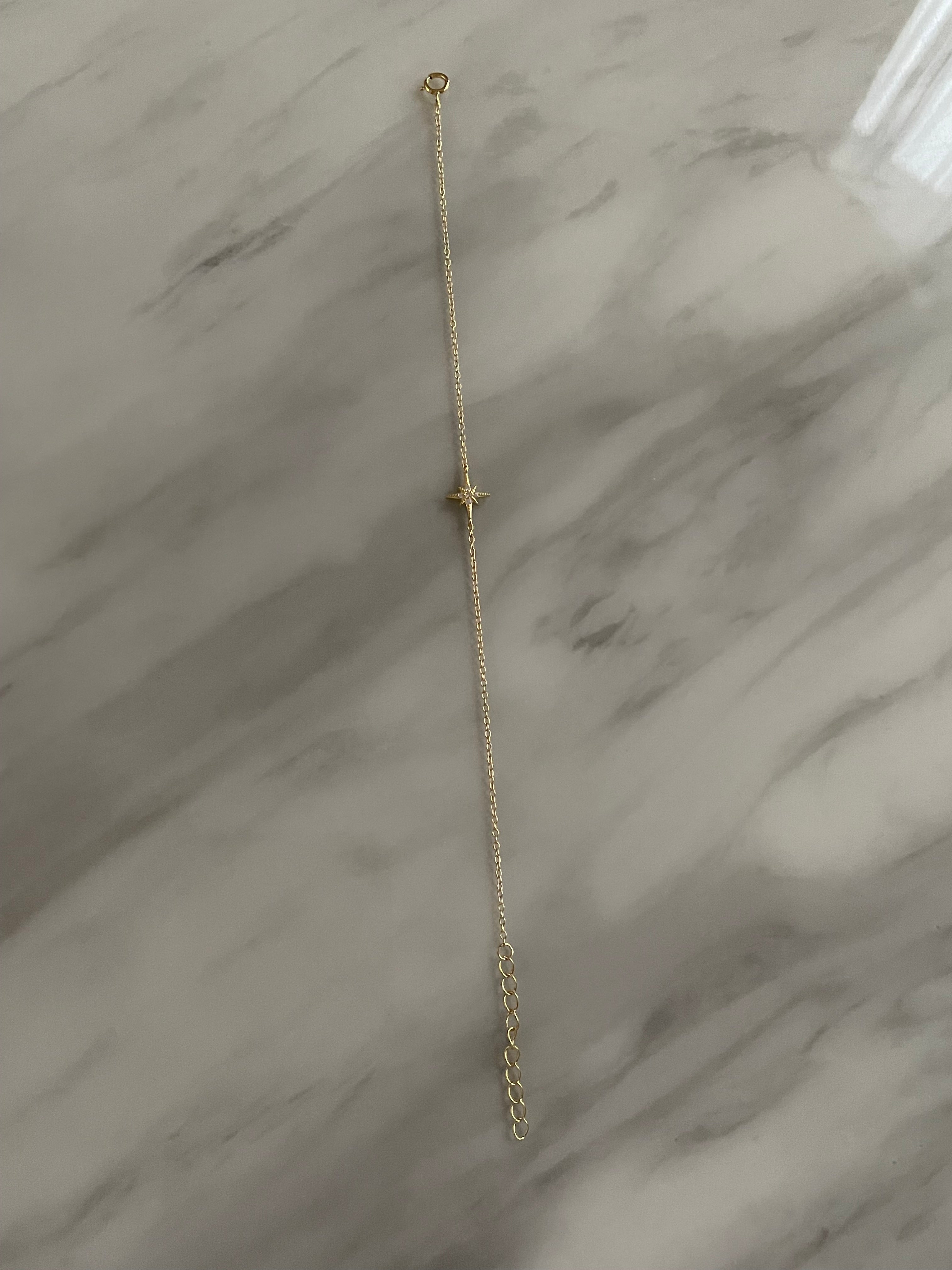 18k Gold Plated 925 Sterling Silver Filled 8 Pointed Star Thin Dainty Bracelet