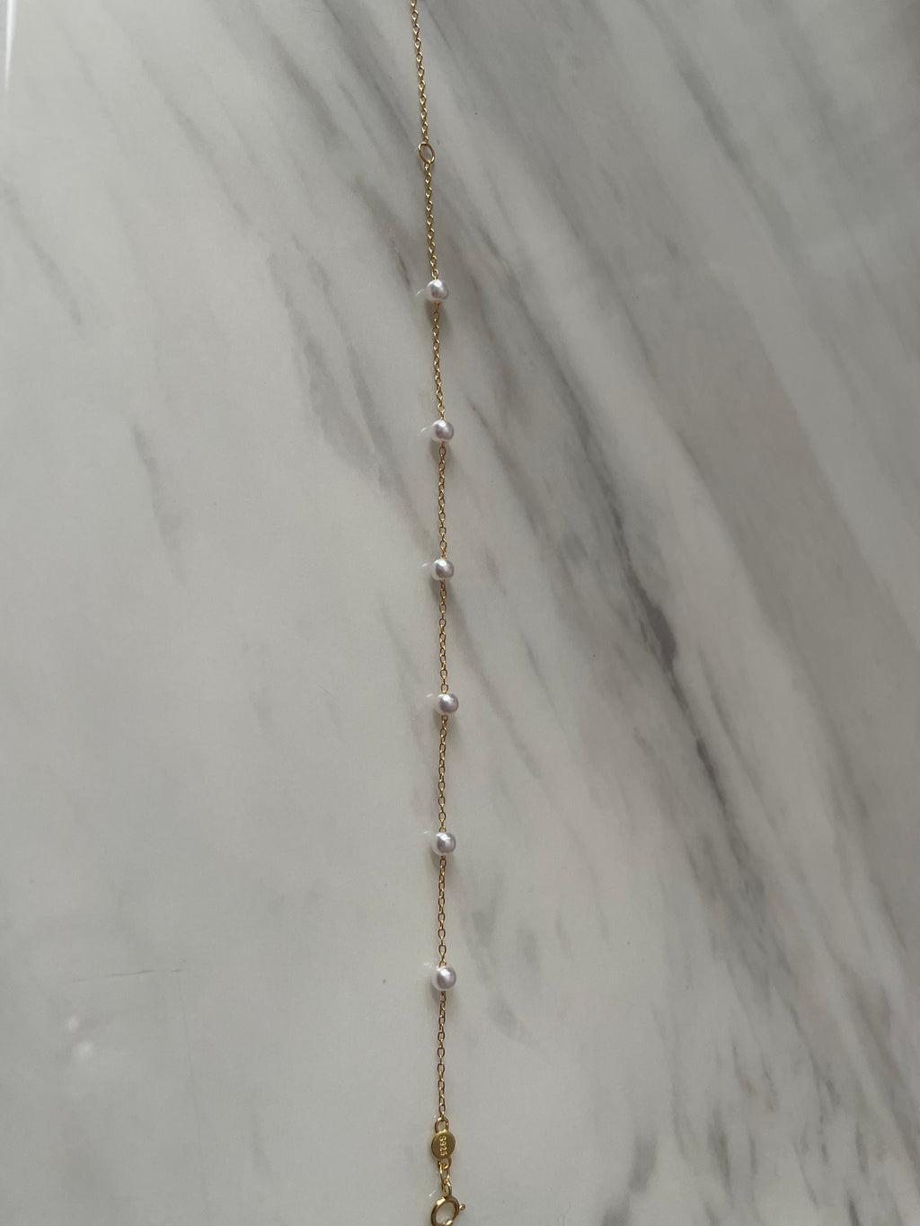 18k Gold Plated 925 Sterling Silver Filled Dainty Thin Pearl Beaded Bracelet