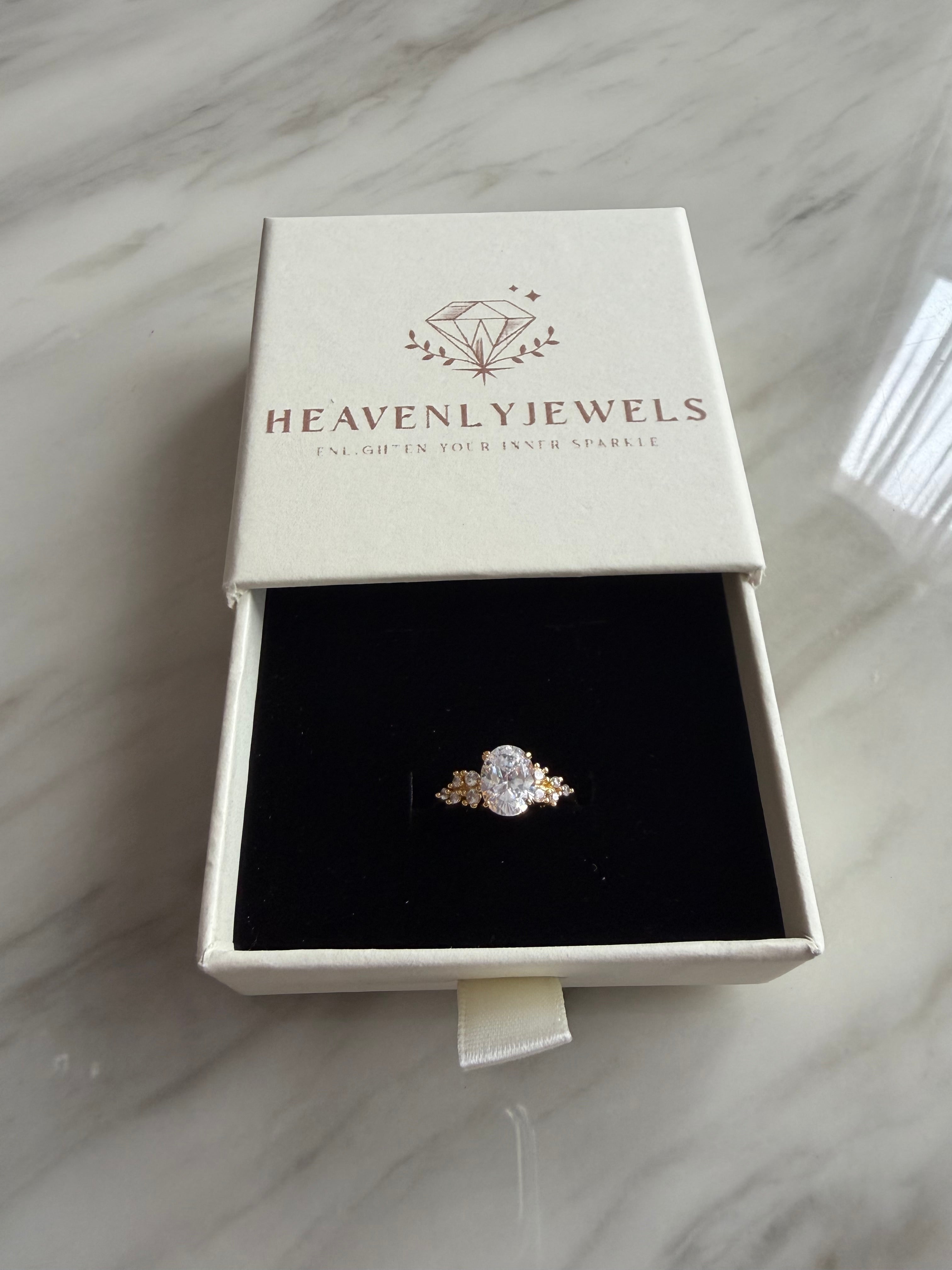 18k Gold Plated 925 Sterling Silver Filled Floral Diamond Ring
