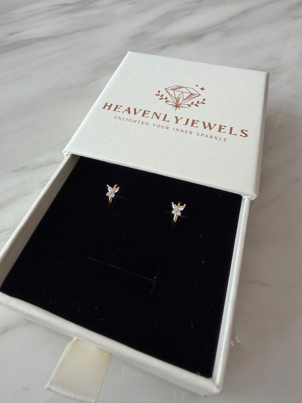 18k Gold Plated 925 Sterling Silver Dainty Thin Butterfly Hoops