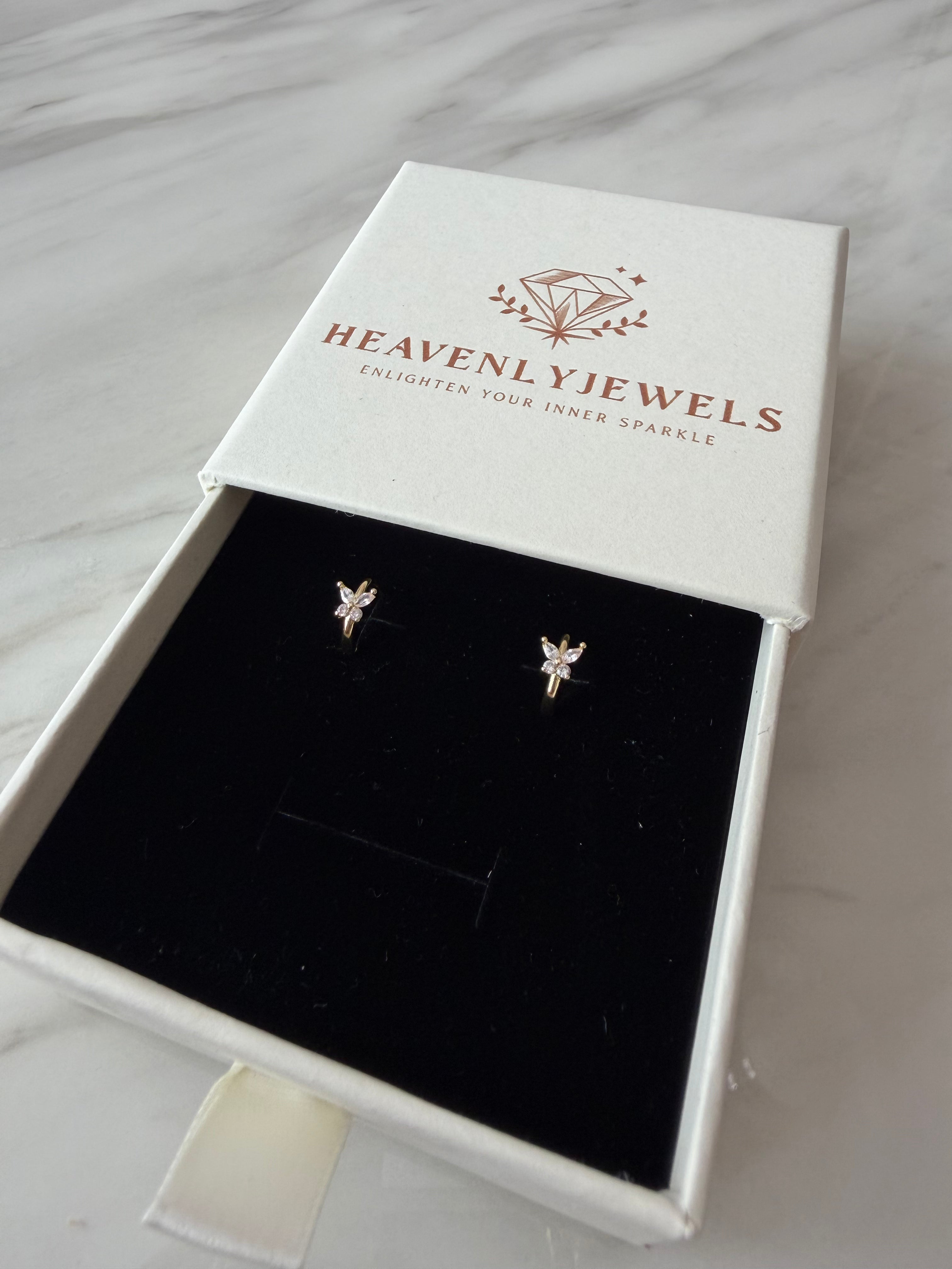 18k Gold Plated 925 Sterling Silver Dainty Thin Butterfly Hoops