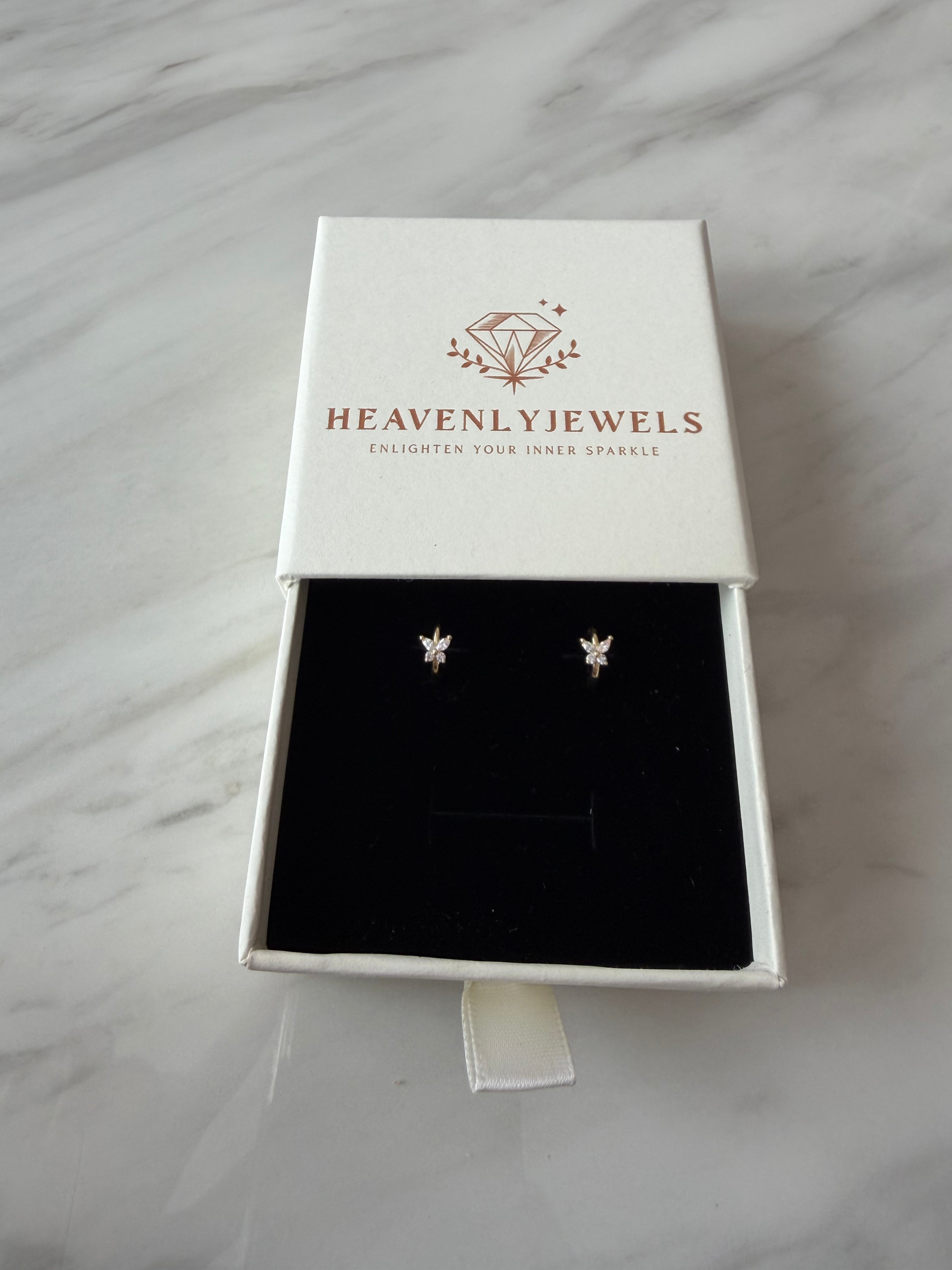 18k Gold Plated 925 Sterling Silver Dainty Thin Butterfly Hoops