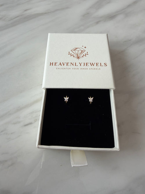 18k Gold Plated / 925 Sterling Silver Dainty Thin Butterfly Hoops