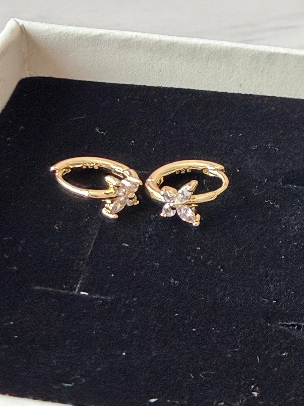 18k Gold Plated 925 Sterling Silver Dainty Thin Butterfly Hoops