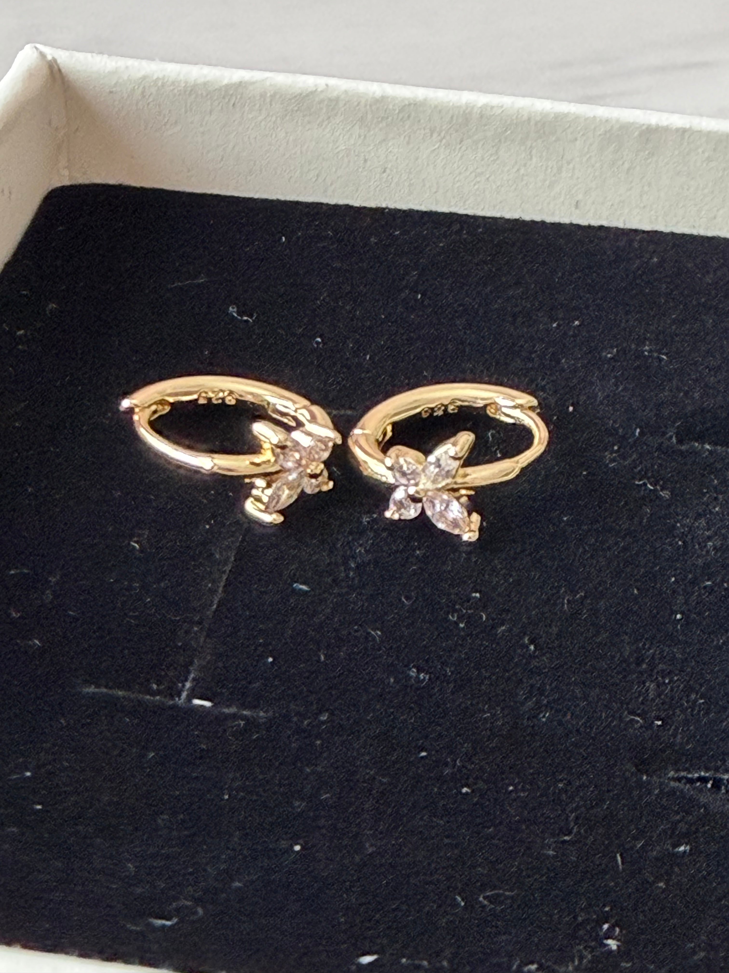 18k Gold Plated 925 Sterling Silver Dainty Thin Butterfly Hoops