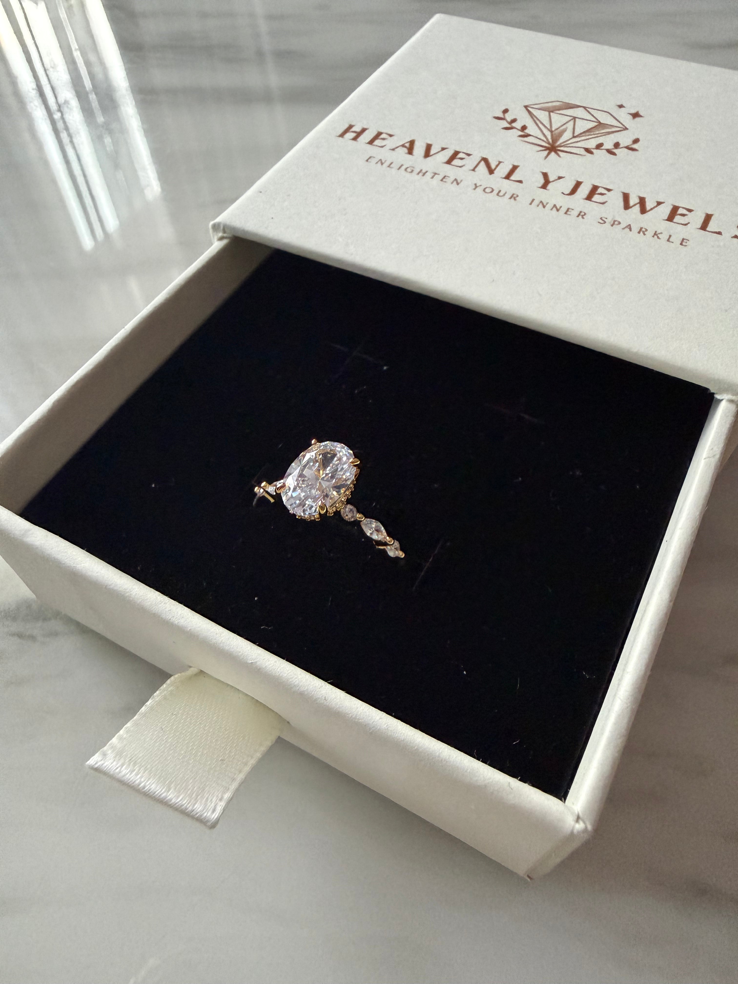 18k Gold Plated 925 Sterling Silver Filled Elliptical Cubic Zirconia Ring