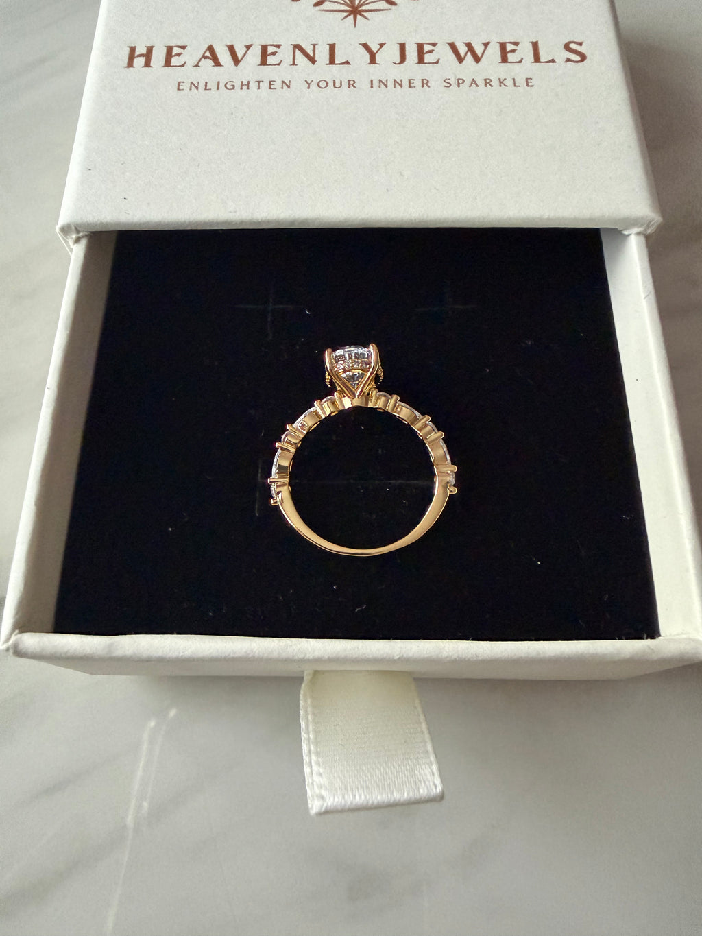 18k Gold Plated 925 Sterling Silver Filled Elliptical Cubic Zirconia Ring