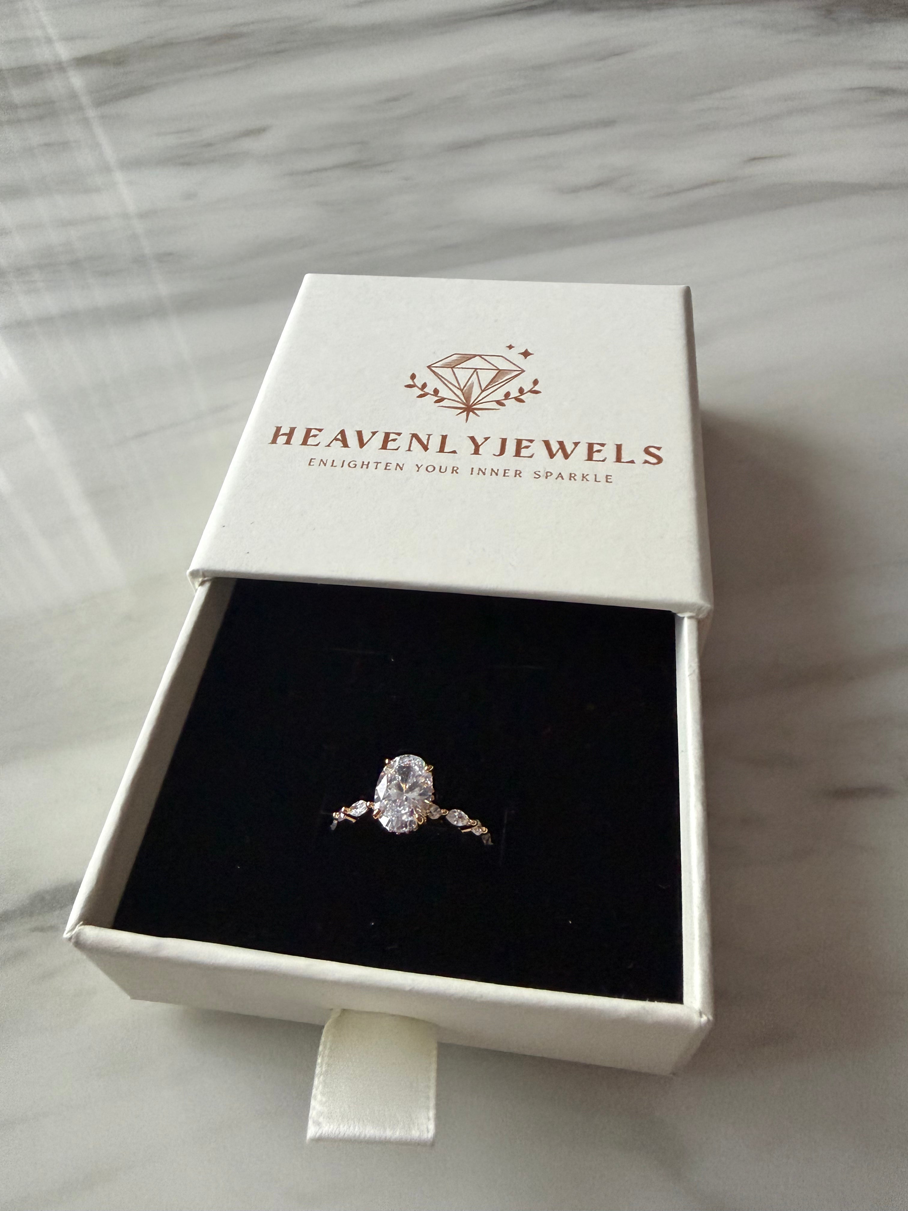 18k Gold Plated 925 Sterling Silver Filled Elliptical Cubic Zirconia Ring