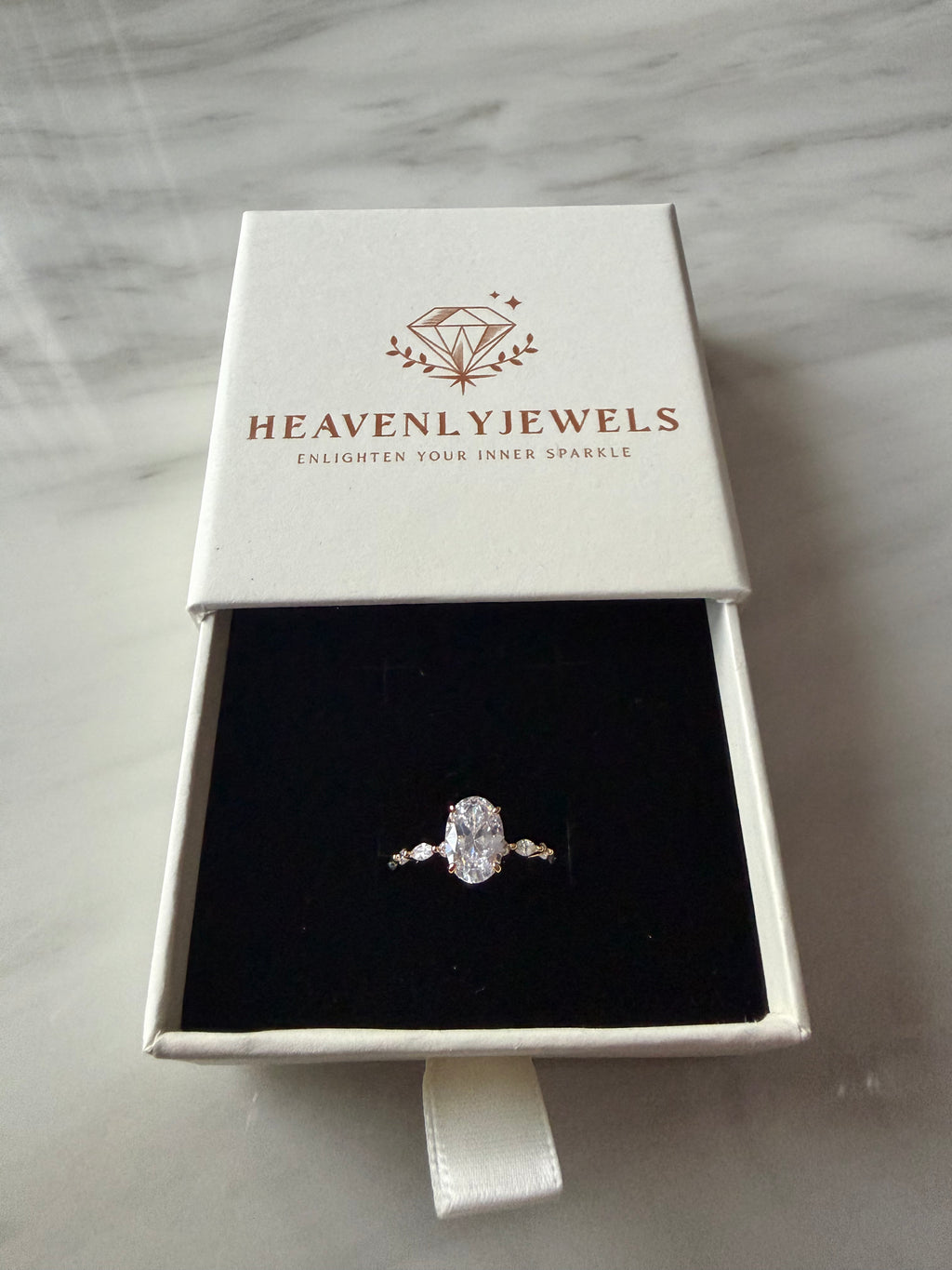 18k Gold Plated 925 Sterling Silver Filled Elliptical Cubic Zirconia Ring