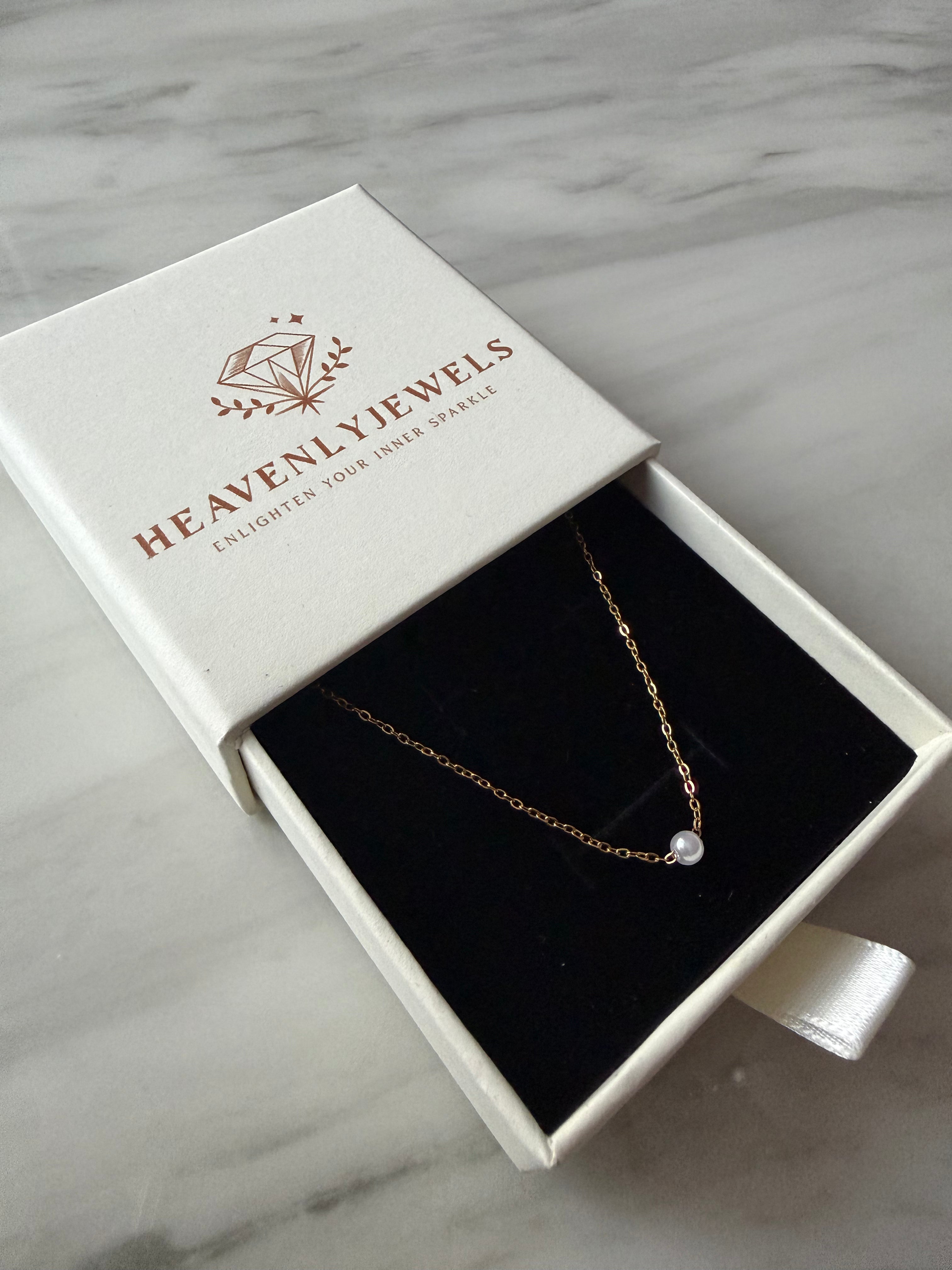 18k Gold Plated Stainless Steel Pearl Pendant Dainty Thin Necklace