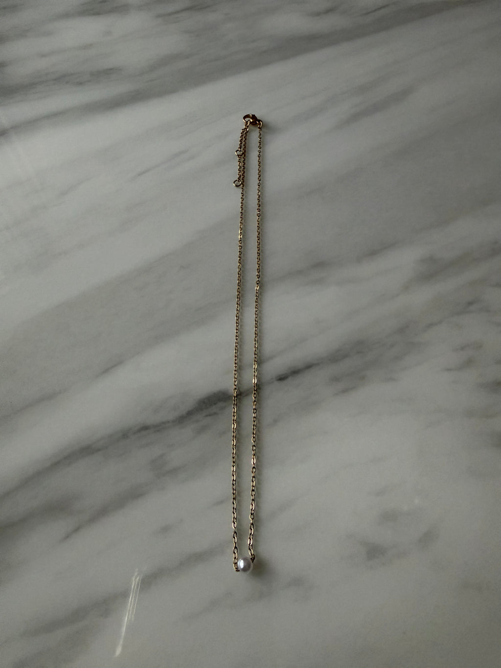 18k Gold Plated Stainless Steel Pearl Pendant Dainty Thin Necklace