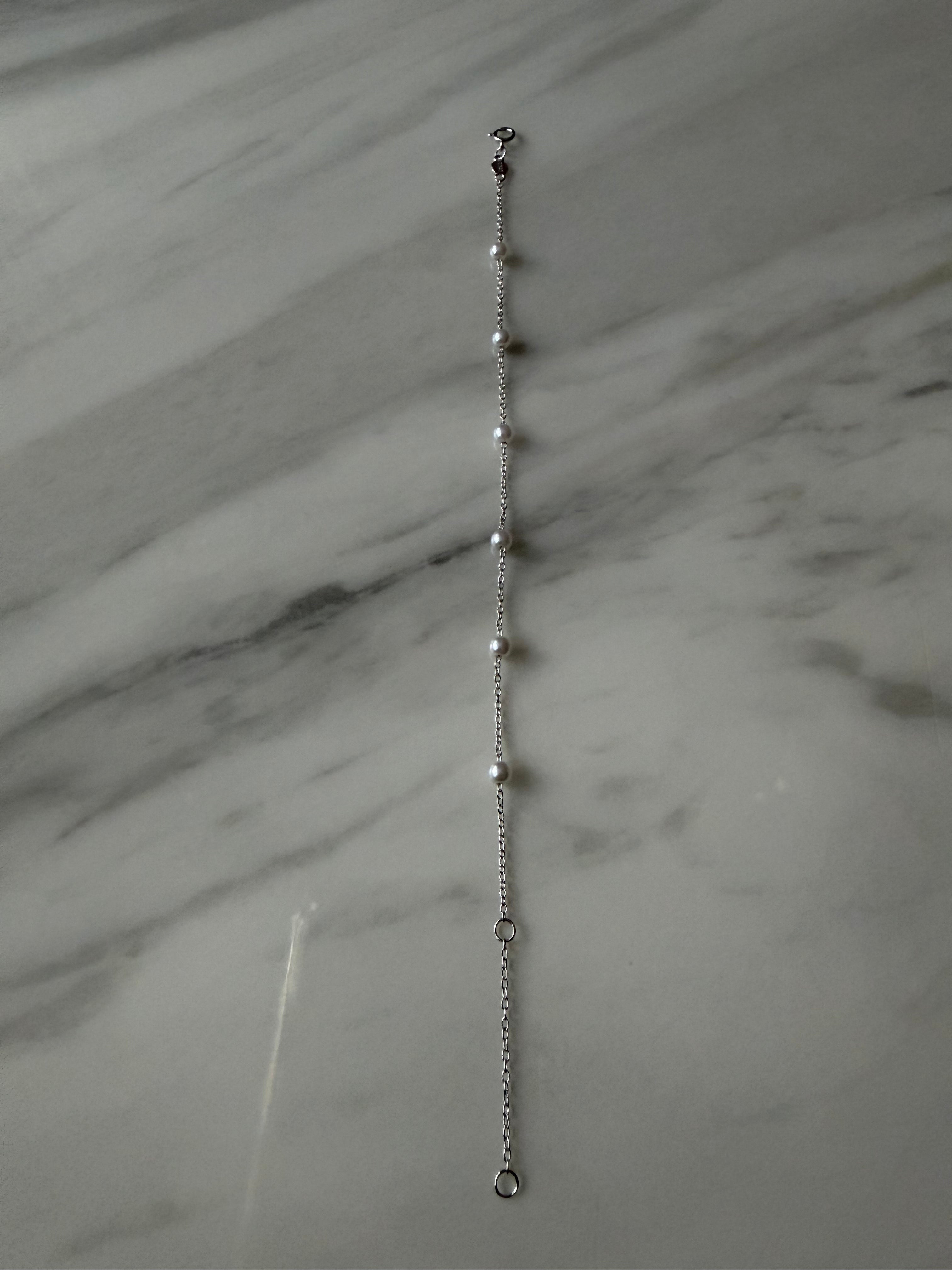 18k Gold Plated / 925 Sterling Silver Filled Dainty Thin Pearl Beaded Bracelet