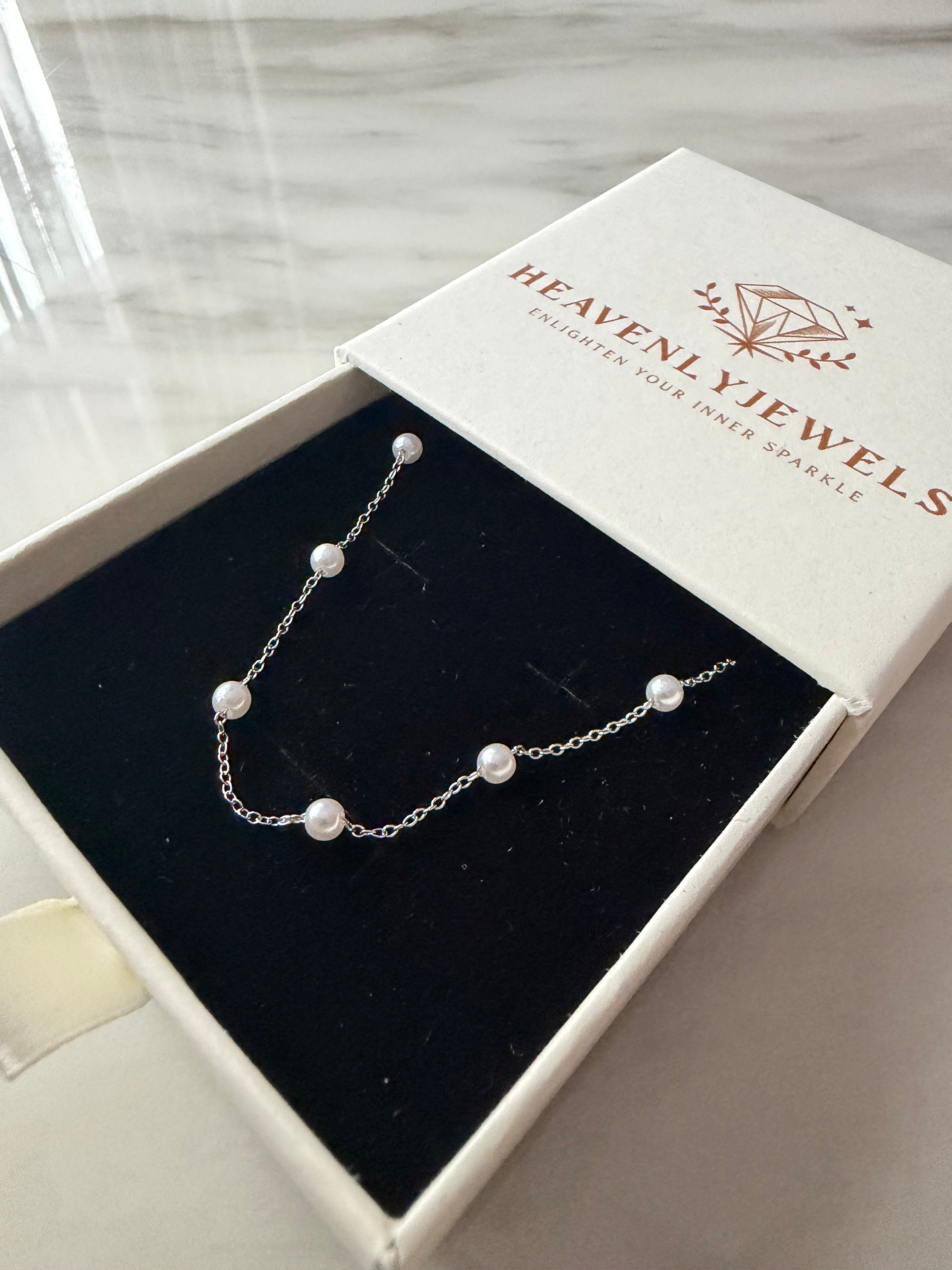 18k Gold Plated / 925 Sterling Silver Filled Dainty Thin Pearl Beaded Bracelet