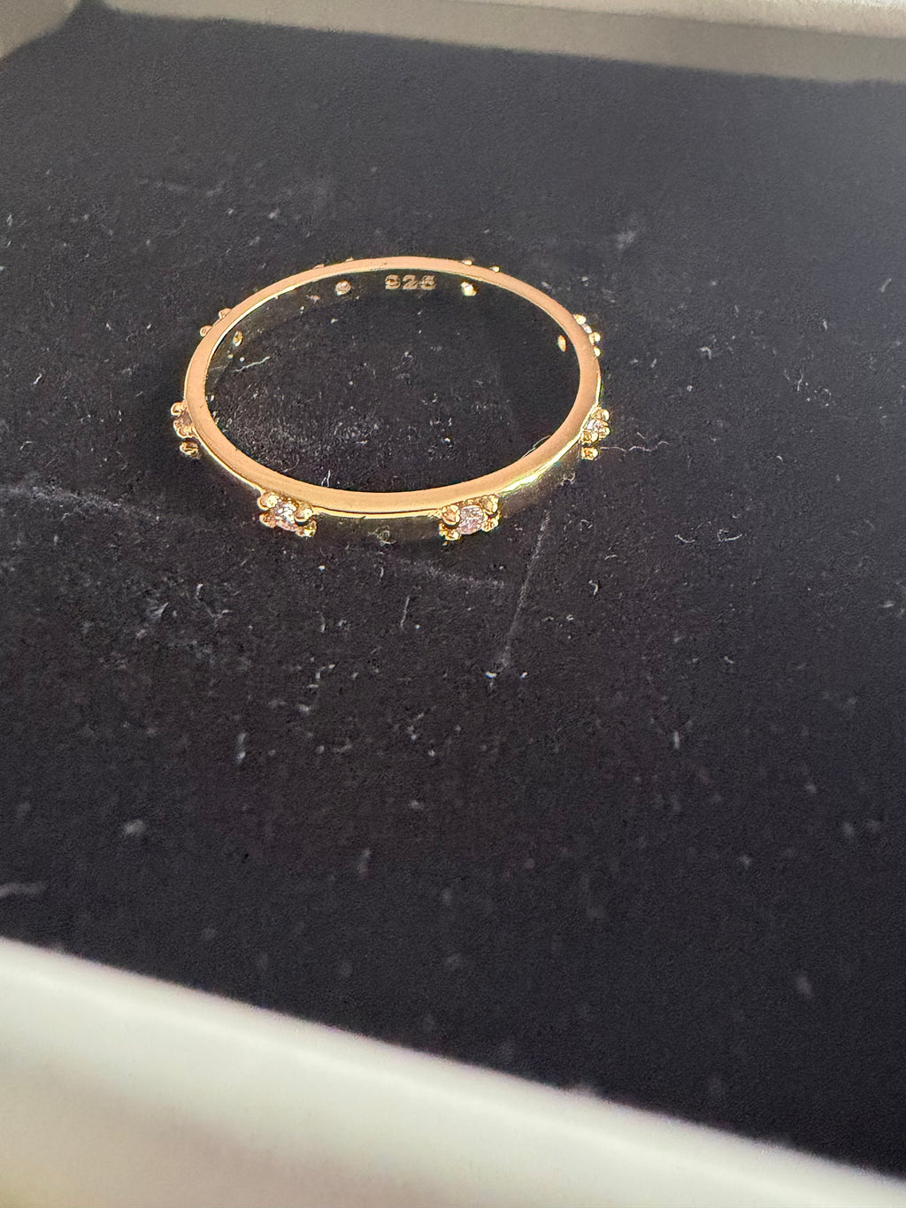 18k Gold Plated 925 Sterling Silver Filled Cubic Zircona Dainty Thin Ring