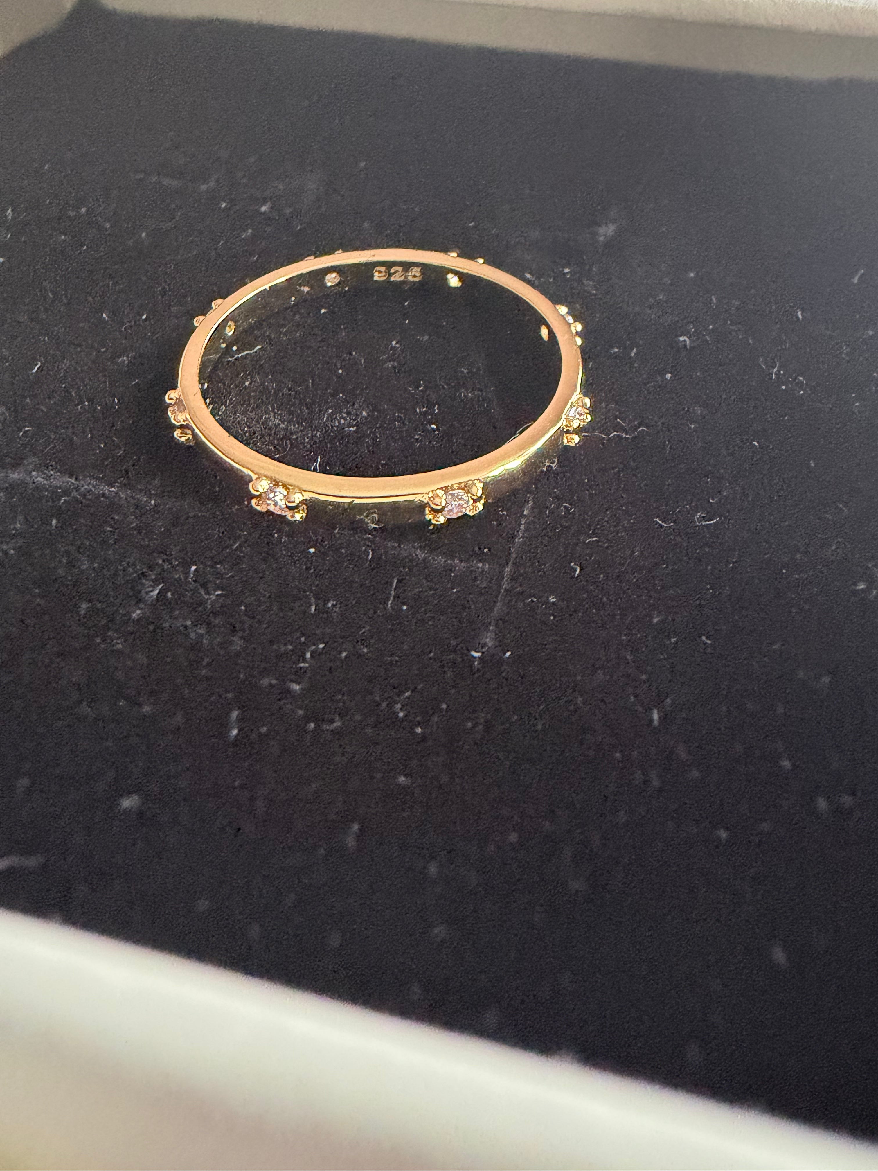 18k Gold Plated 925 Sterling Silver Filled Cubic Zircona Dainty Thin Ring