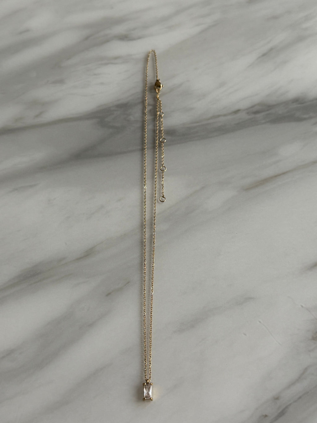 14k Gold Plated Stainless Steel Cubic Zircon  Pendant Dainty Thin Necklace